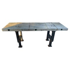 Banco da lavoro industriale in ghisa e piano in Wood, 1955