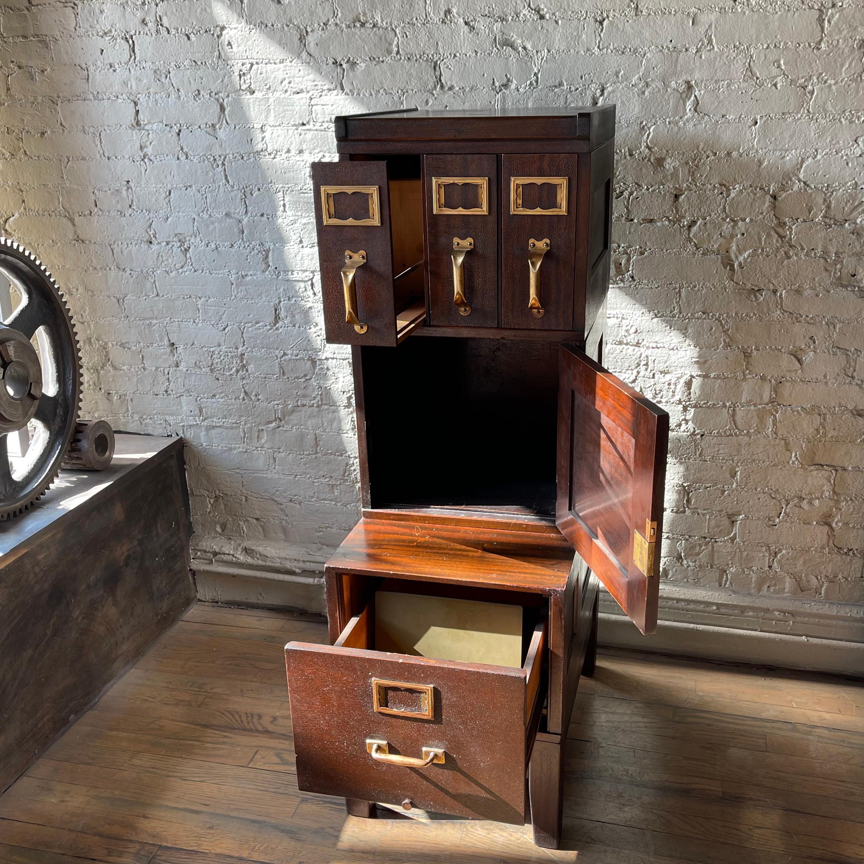 American Industrial Flame Mahogany Filing Cabinet by Shaw Walker