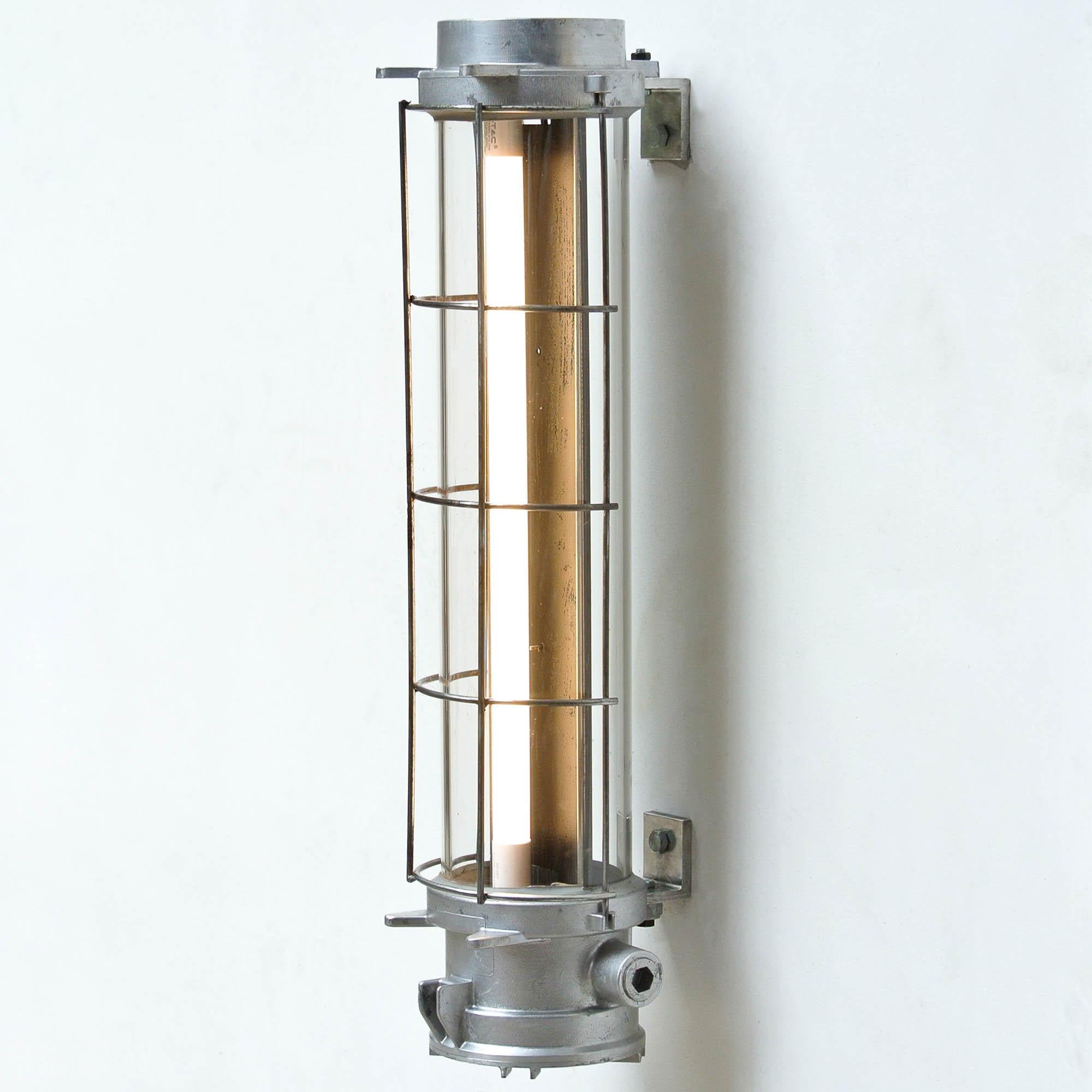 Late 20th Century Industrial Fluorescent Light in Cast Aluminium with a Fence, circa 1970-1979 For Sale