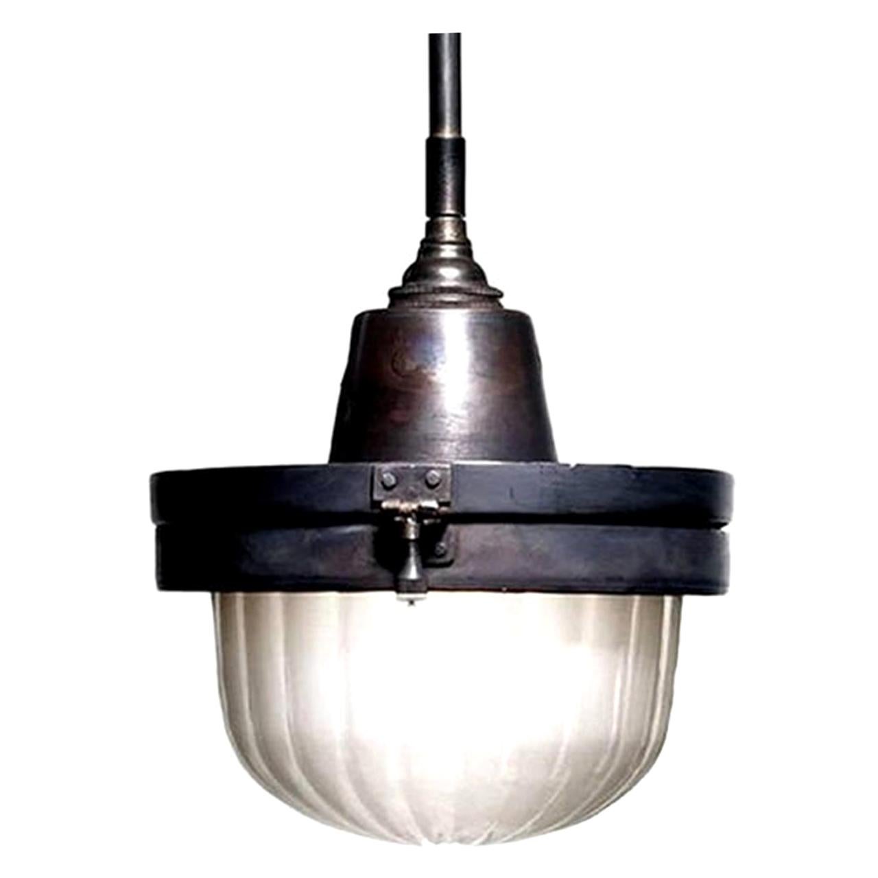 Industrial Fluted Dome Pendants For Sale