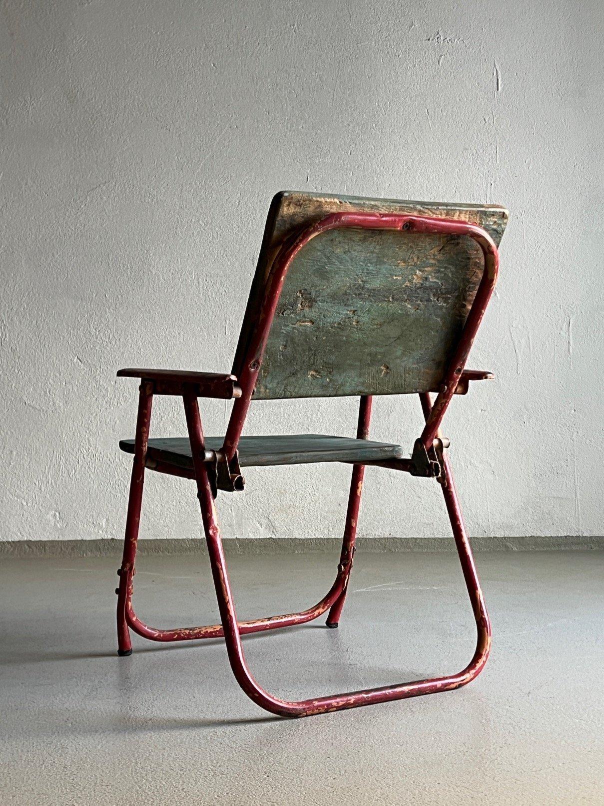 Dutch Industrial Folding Kids Chair, 1930s For Sale