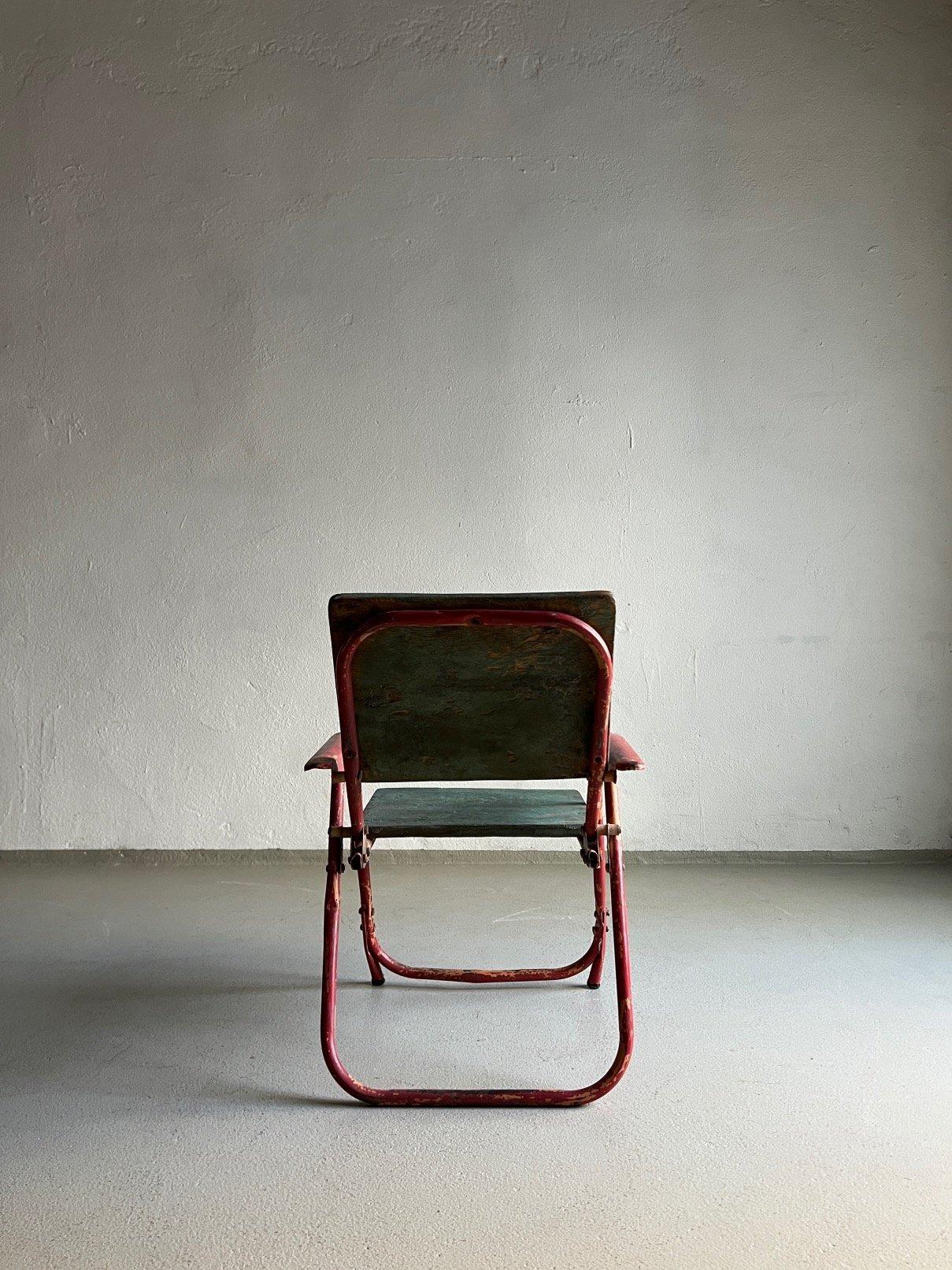 Painted Industrial Folding Kids Chair, 1930s For Sale
