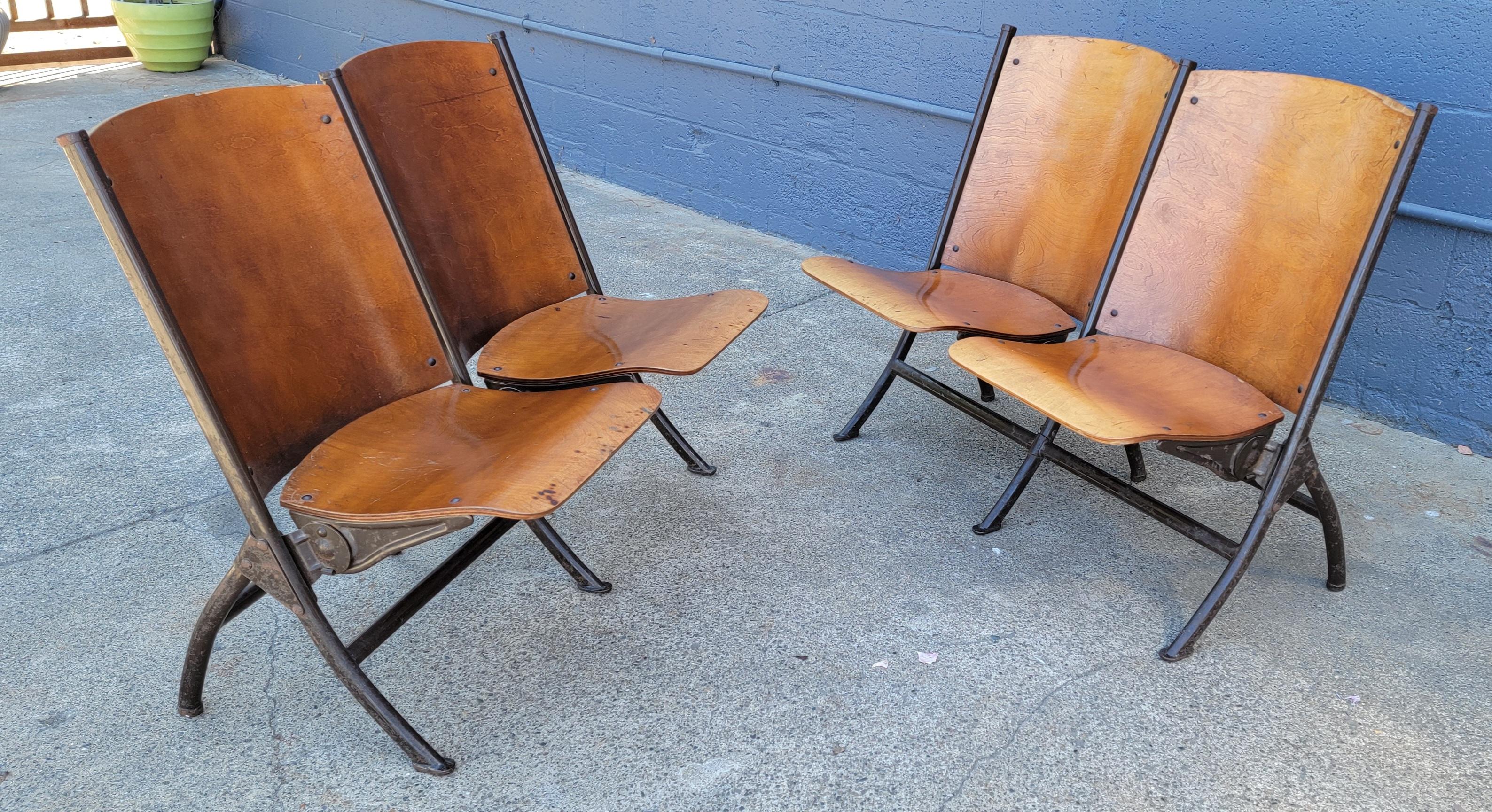 Industrial Folding Theater / Auditorium Chairs, 1930's 10