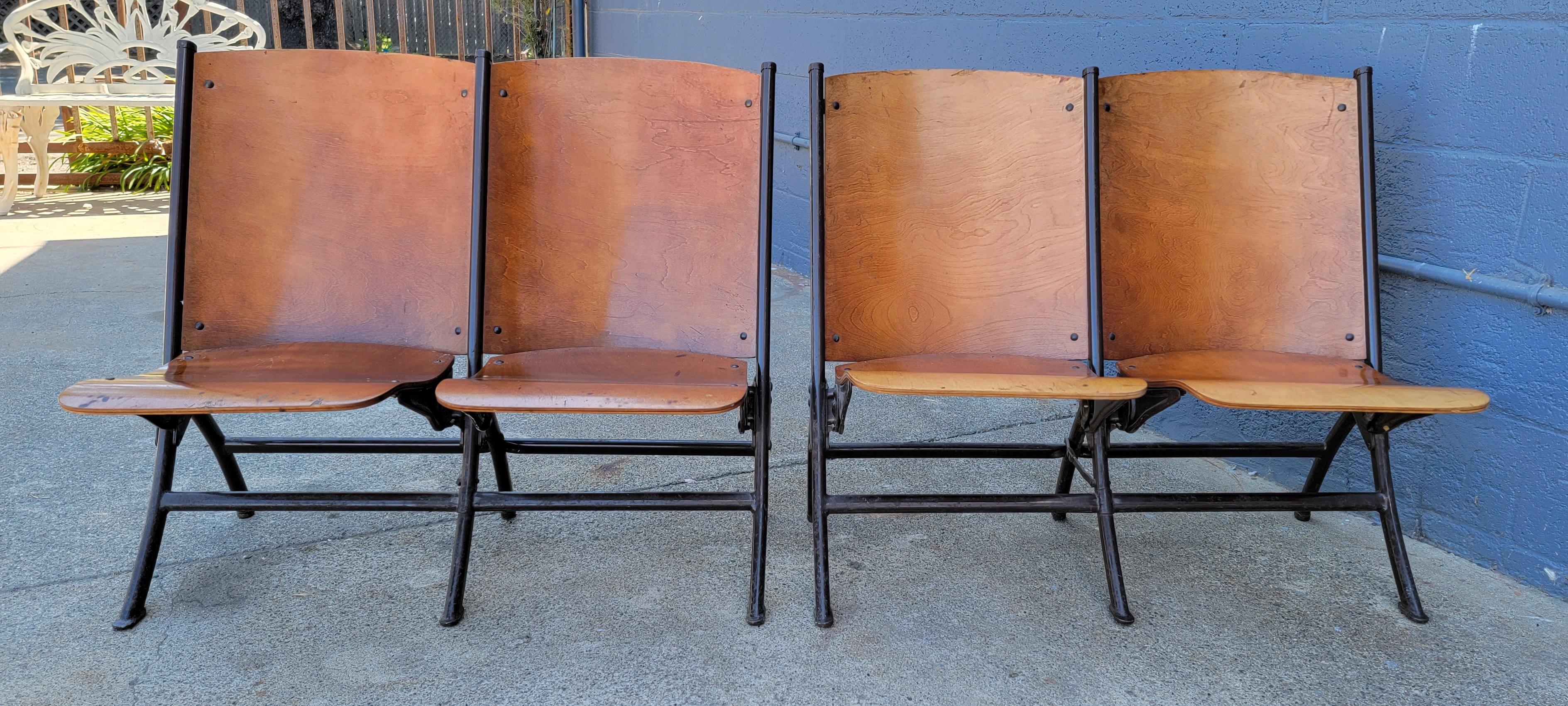 American Industrial Folding Theater / Auditorium Chairs, 1930's