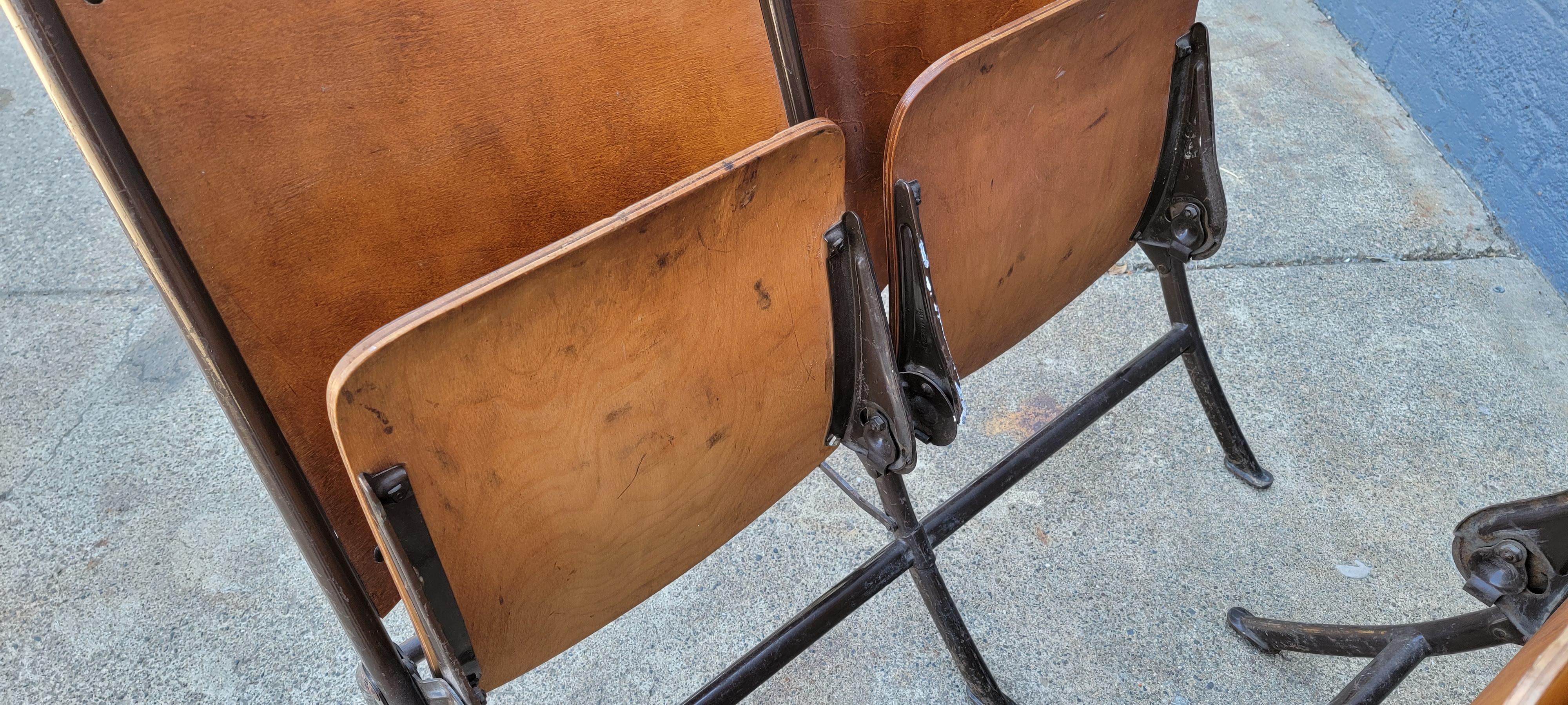 Industrial Folding Theater / Auditorium Chairs, 1930's 2
