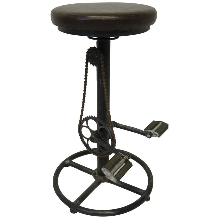 Industrial Folk Art Bicycle Stool For Sale