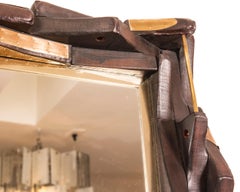 Industrial "Folk Art" Wood Mirror, circa 1950s