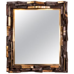 Industrial "Folk Art" Wood Mirror, circa 1950s