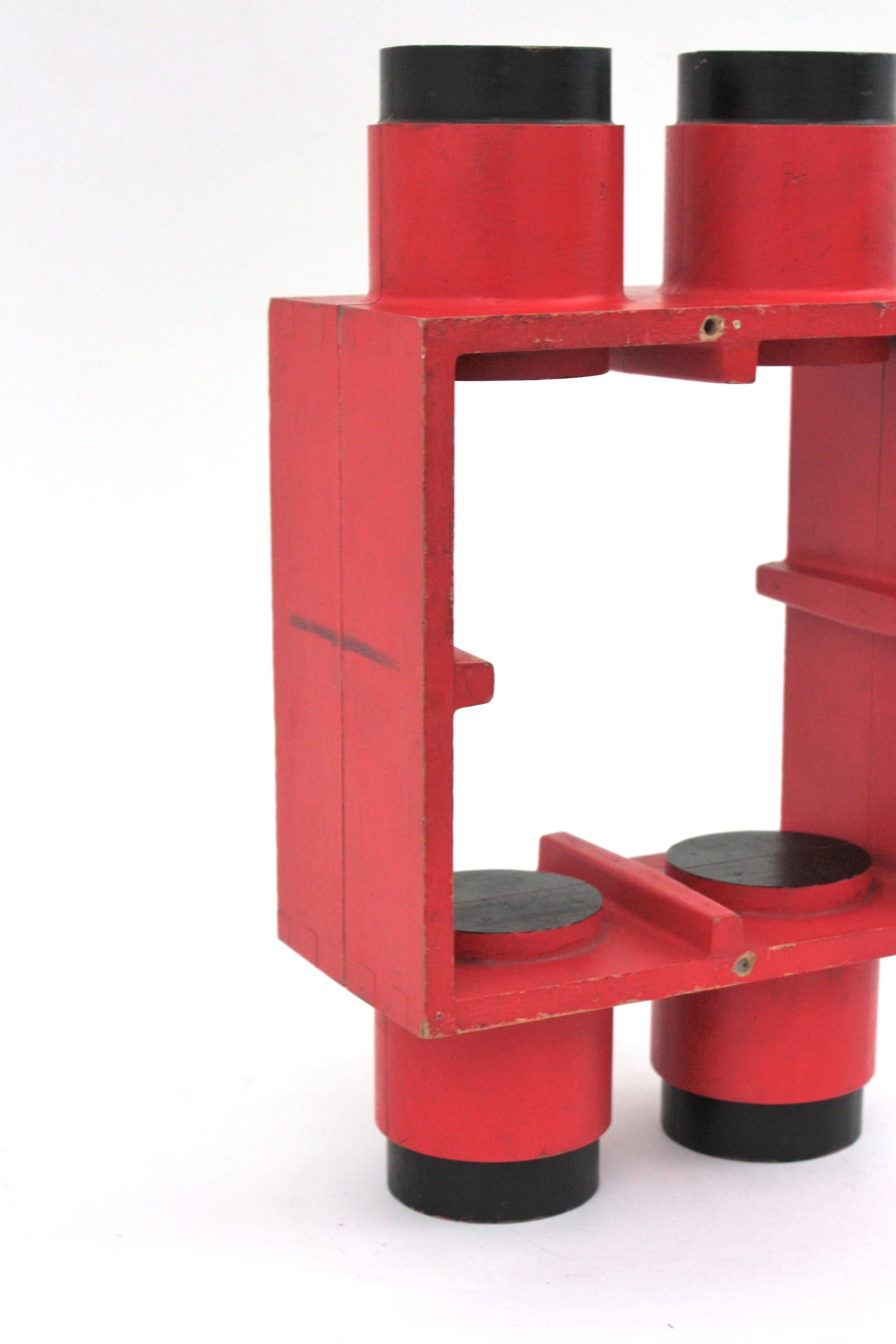 Industrial Foundry Mold Red Black Wood Sculpture, Spain, 1940s For Sale 2