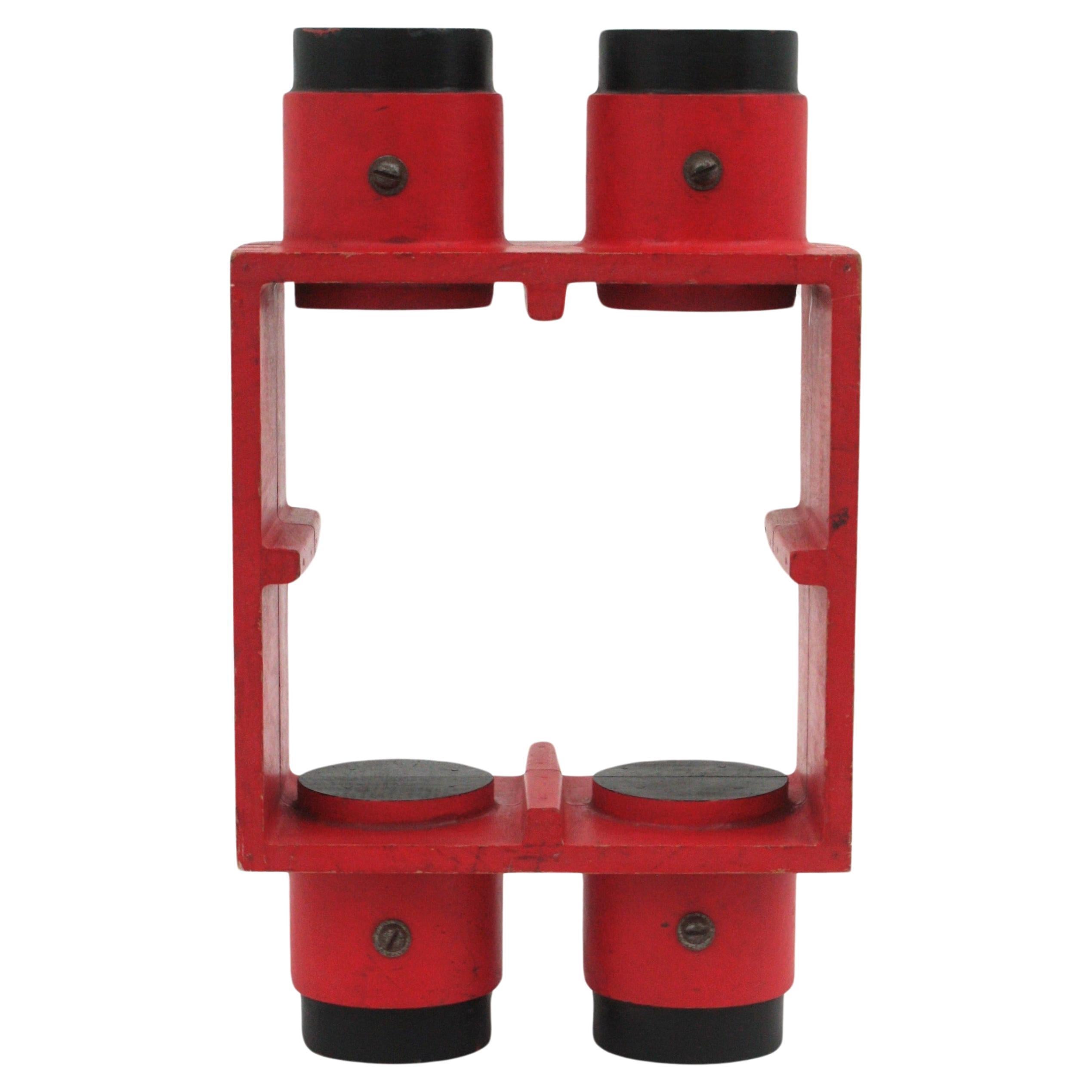 Molde de fundición industrial Escultura de madera rojo negro, España, años 40