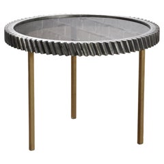 Industrial Free Form Notched Wheel Side Table, France, 1980s