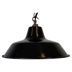Industrial French Black Enamel Factory Pendant Lamp, 1960s