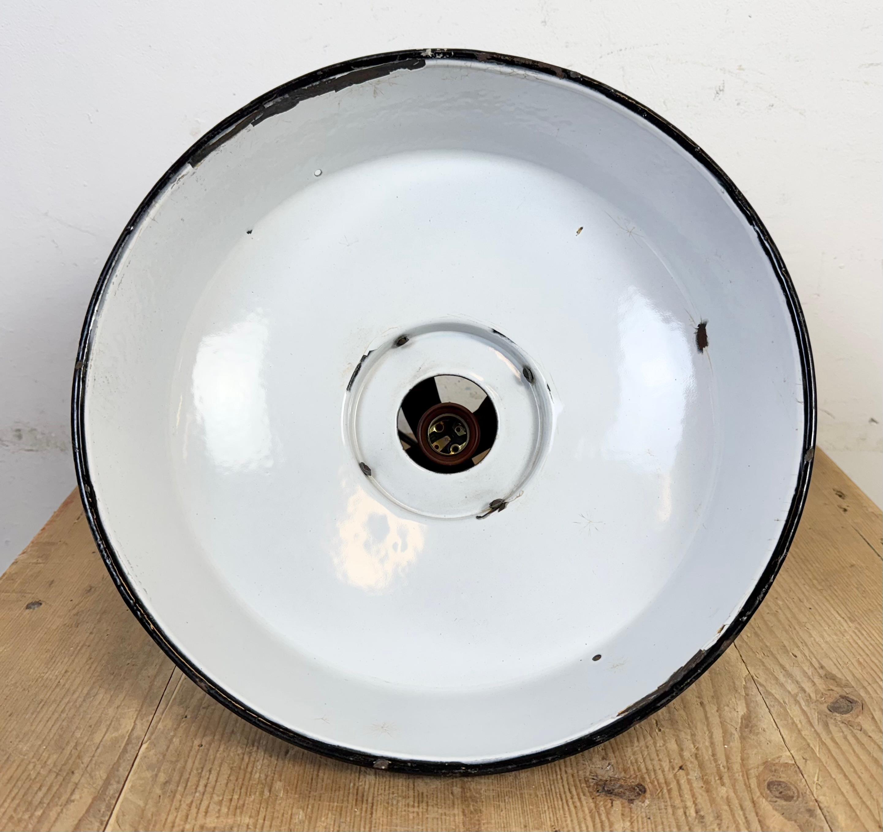 Industrielle französische schwarze Emaille-Hängelampe aus MAZDA, 1960er Jahre im Angebot 13