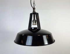 Industrial French Black Enamel Pendant Lamp from MAZDA, 1960s