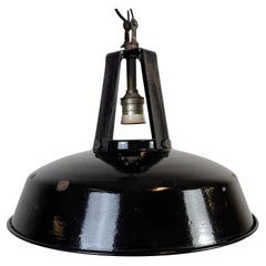 Industrielle französische schwarze Emaille-Hängelampe aus MAZDA, 1960er Jahre