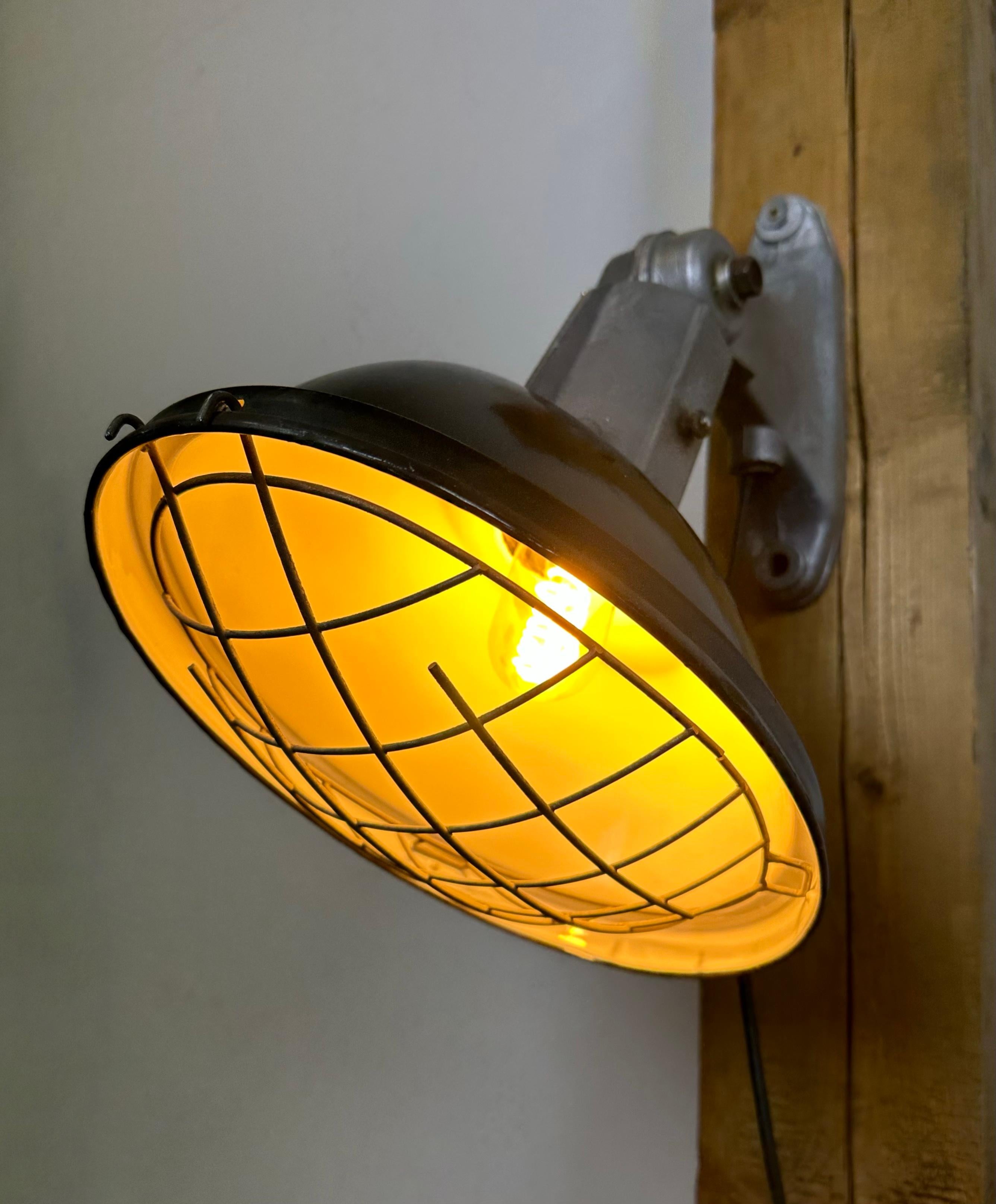 Industrial French Black Enamel Wall Lamp, 1960s For Sale 11
