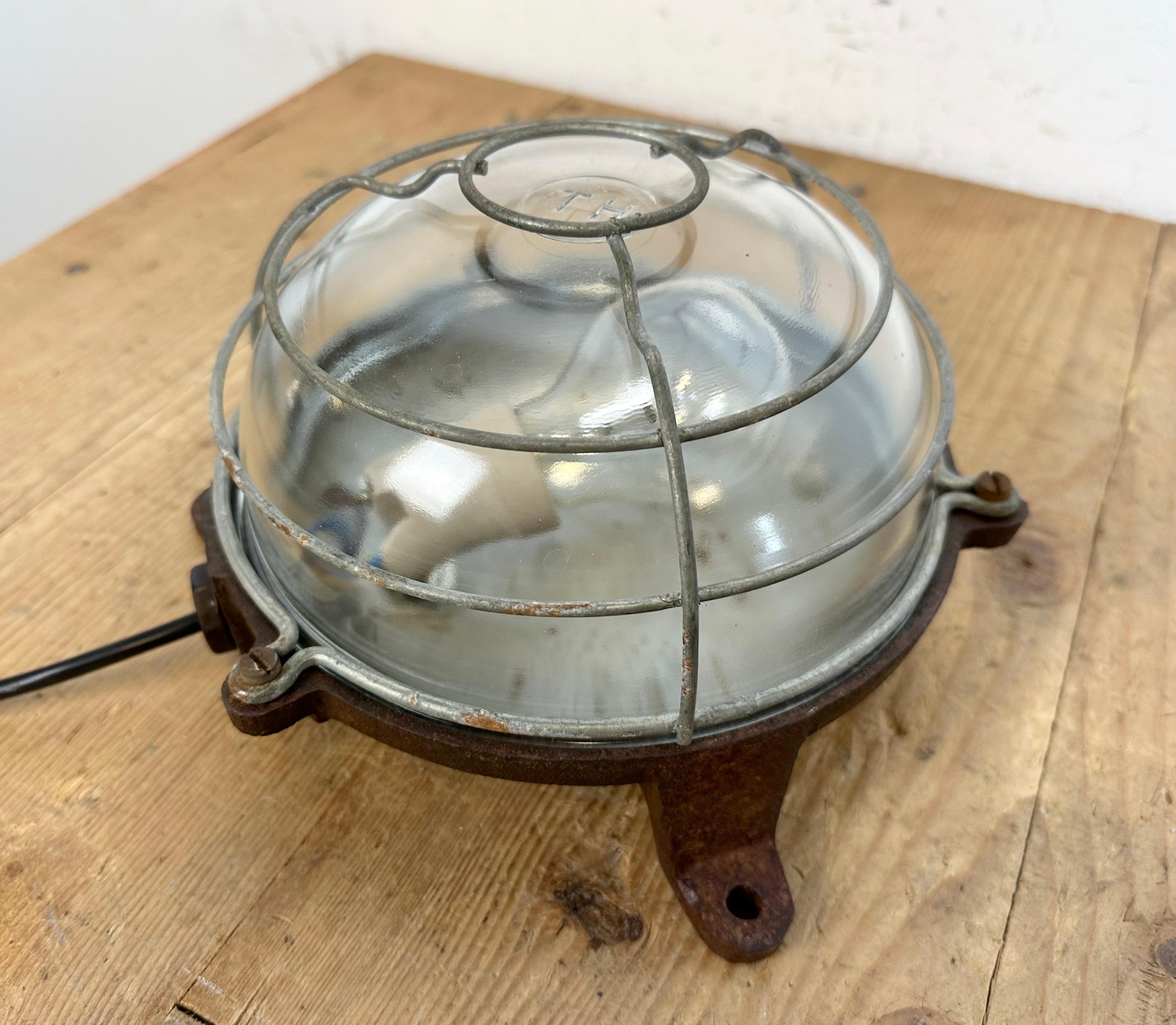 Industrial French Cast Iron Wall or Ceiling Light, 1950s For Sale 6