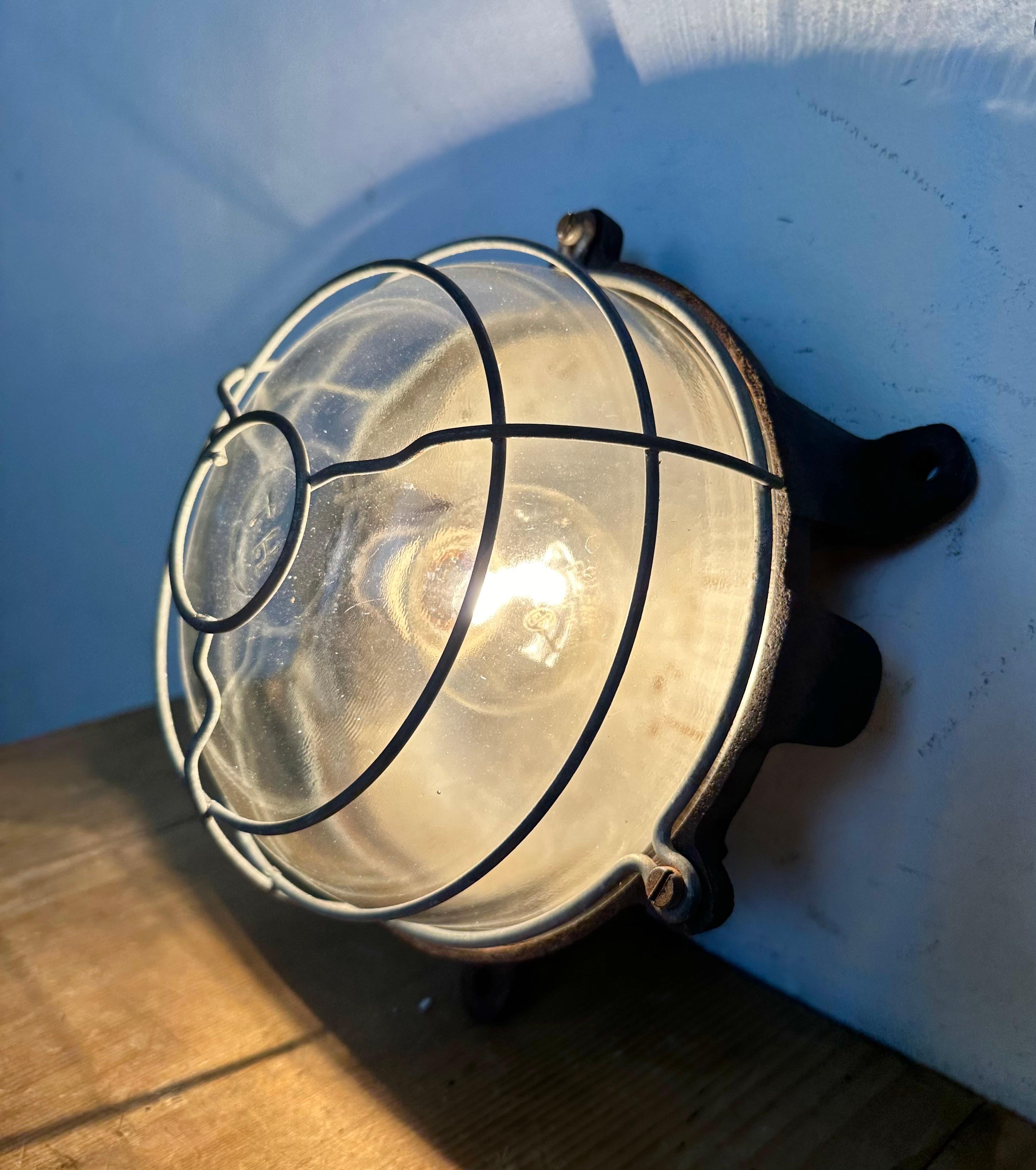 Industrial French Cast Iron Wall or Ceiling Light, 1950s For Sale 8