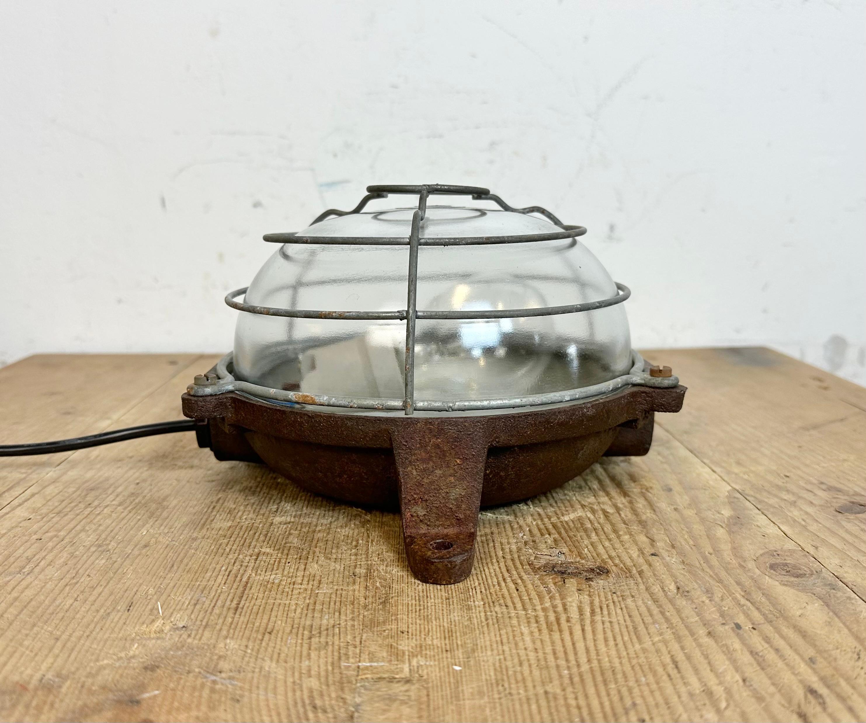 Industrial French Cast Iron Wall or Ceiling Light, 1950s For Sale 2