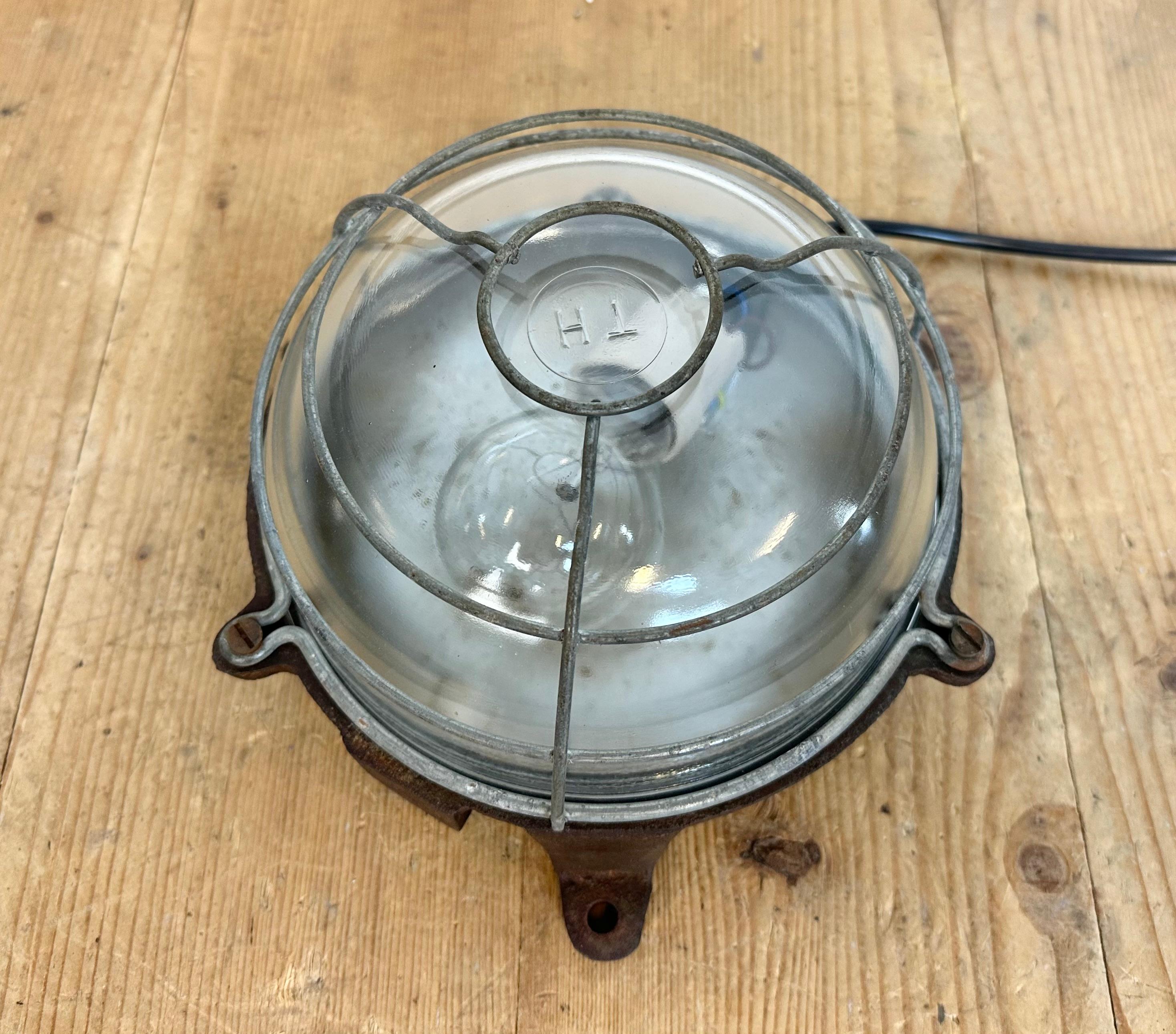 Industrial French Cast Iron Wall or Ceiling Light, 1950s For Sale 4