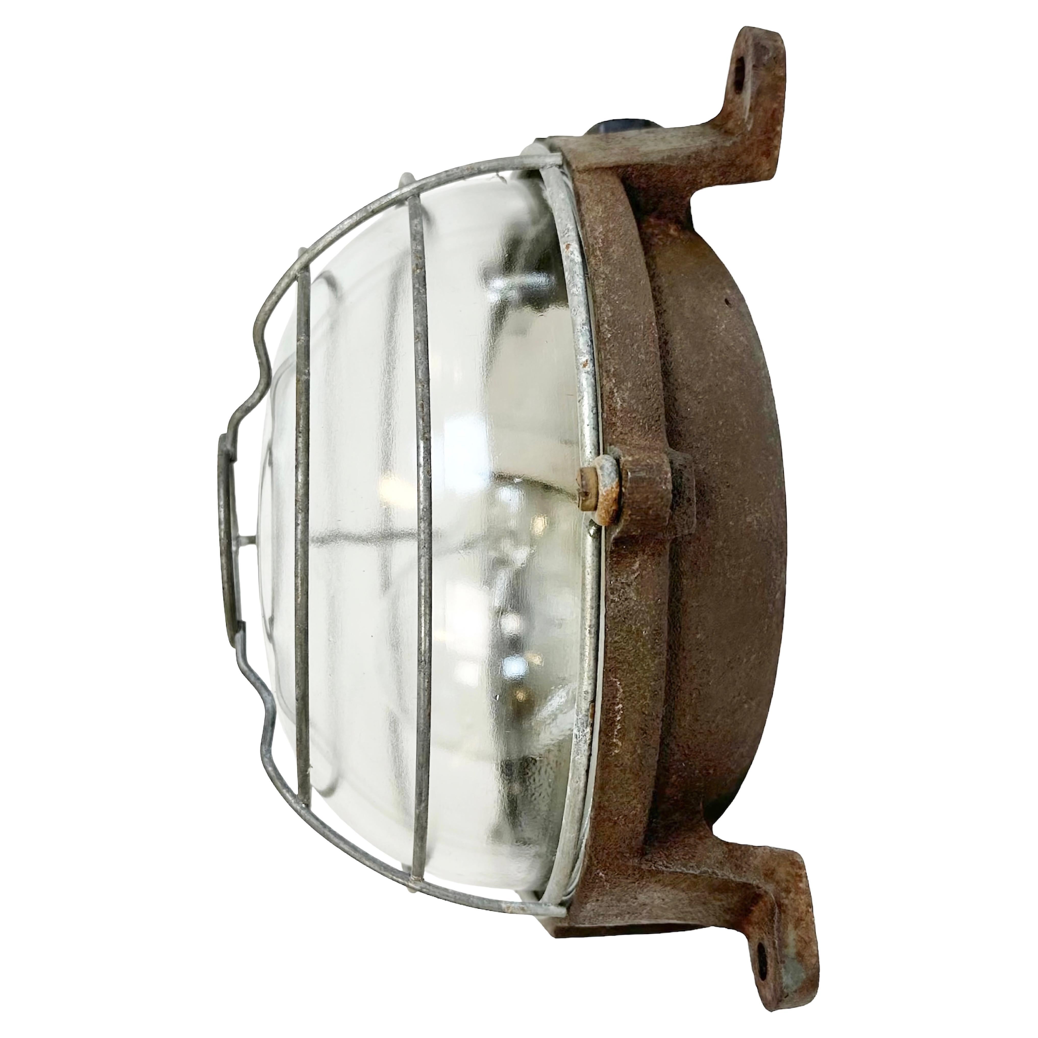 Industrial French Cast Iron Wall or Ceiling Light, 1950s For Sale