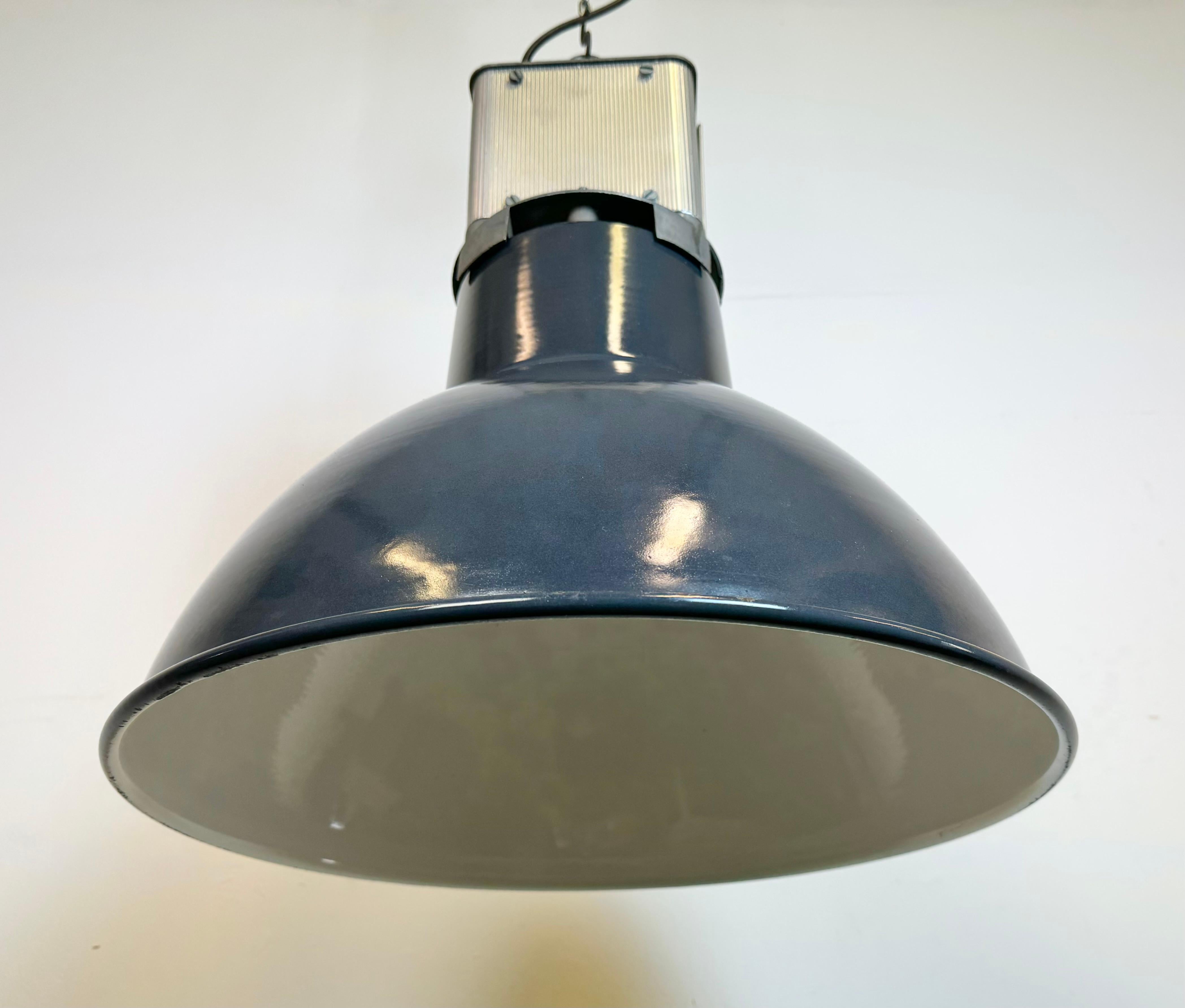Industrial French Dark Blue Enamel Pendant Lamp from MAZDA, 1960s For Sale 6