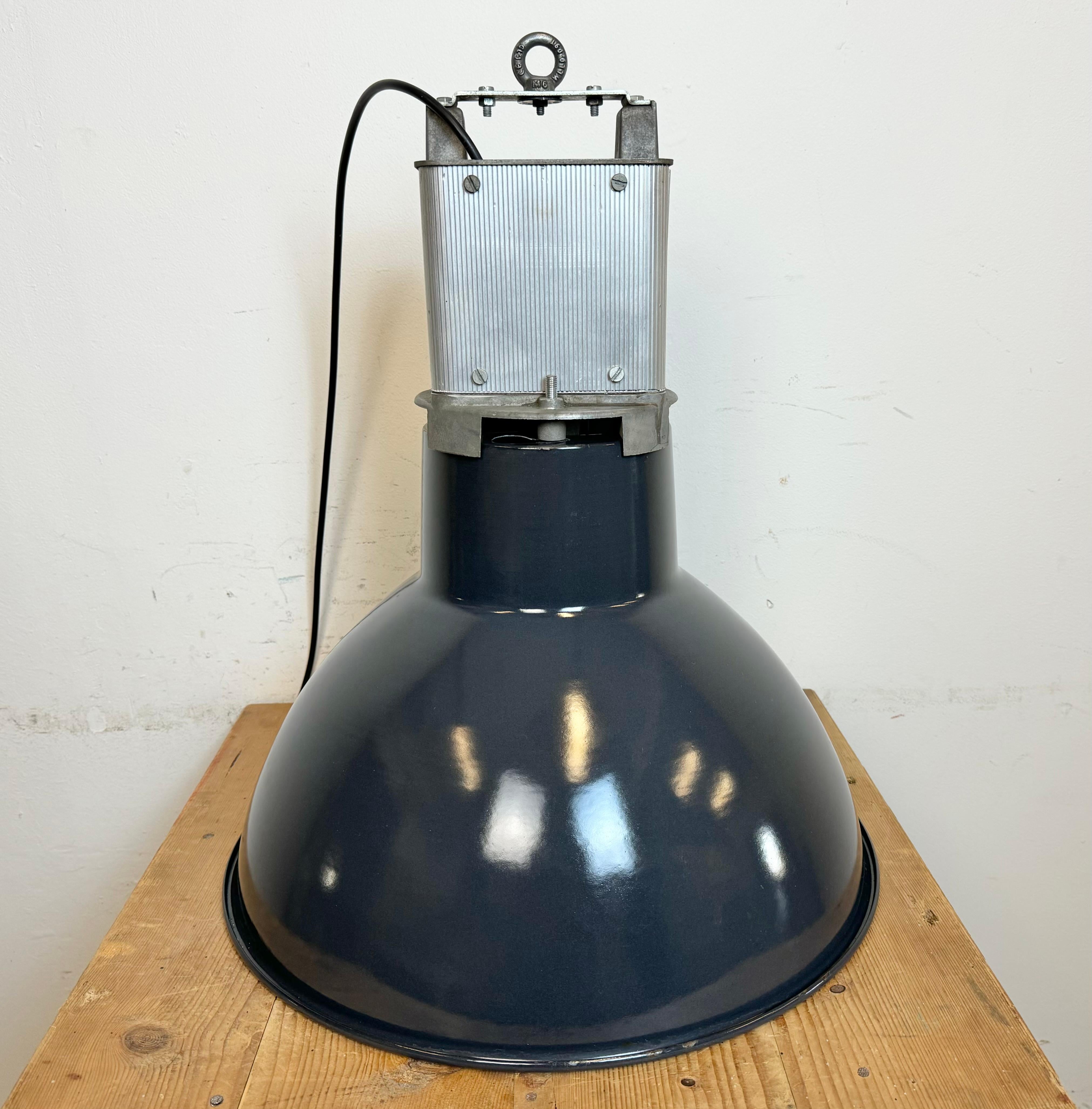 Industrial French Dark Blue Enamel Pendant Lamp from MAZDA, 1960s For Sale 8