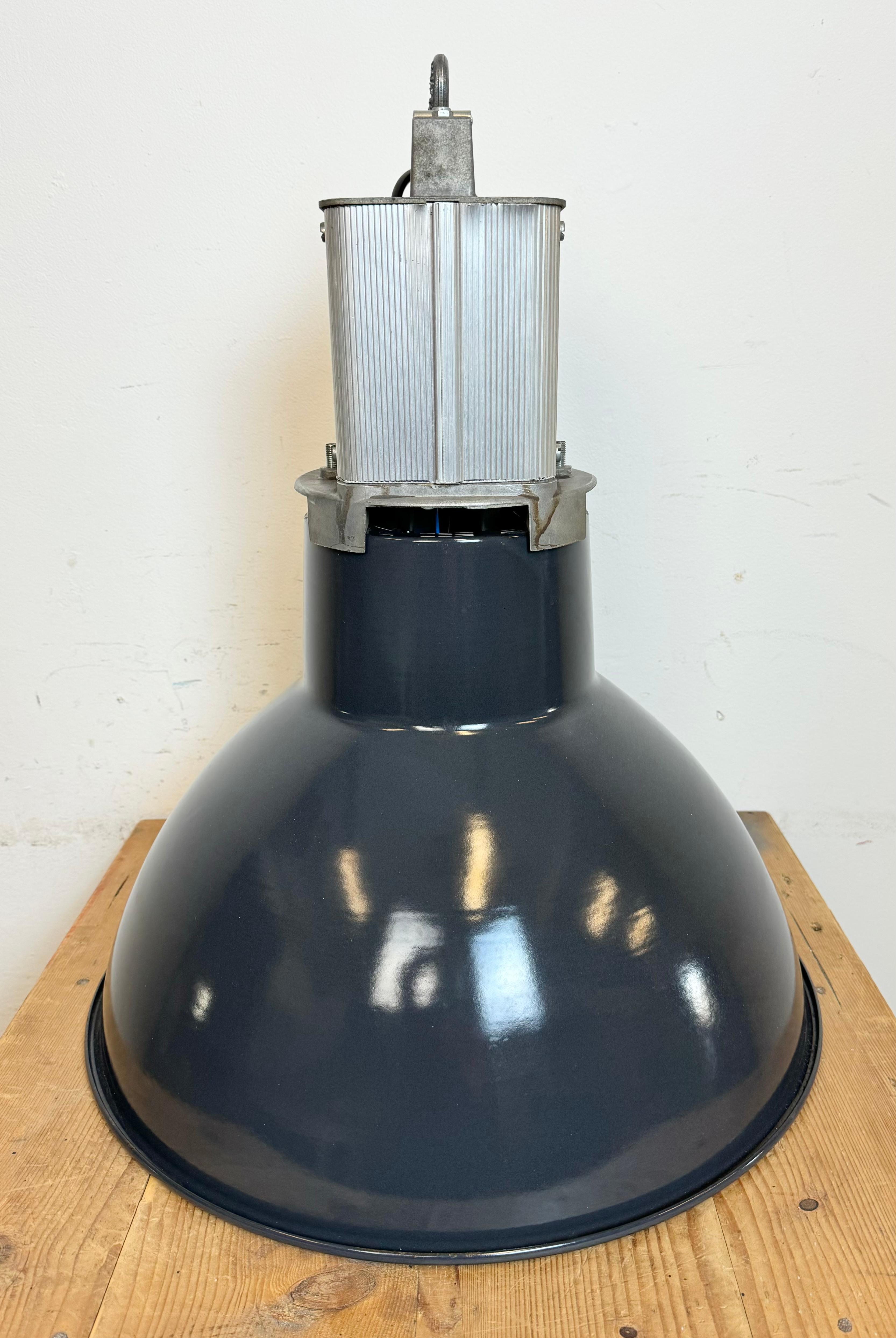 Industrial French Dark Blue Enamel Pendant Lamp from MAZDA, 1960s For Sale 9