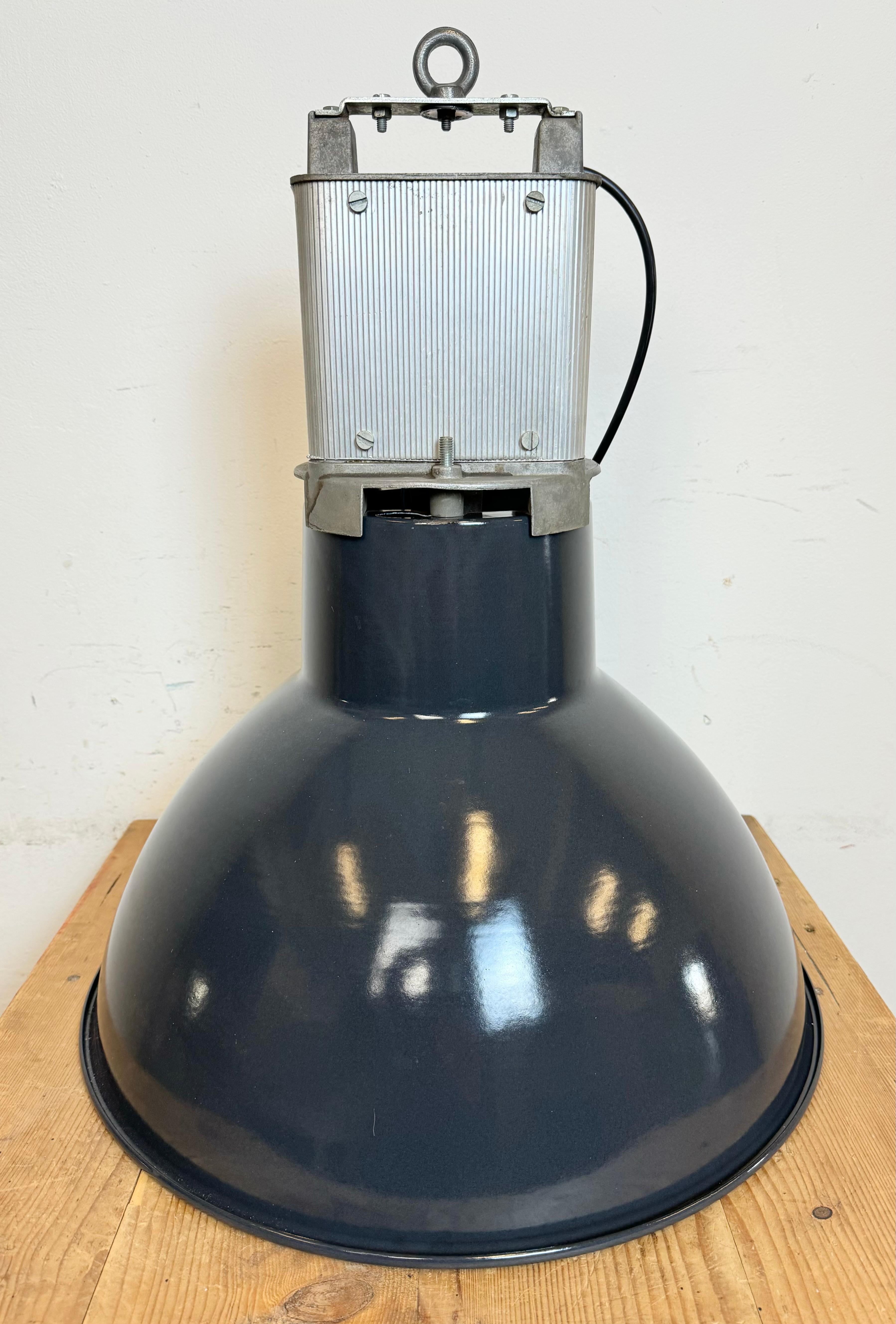 Industrial French Dark Blue Enamel Pendant Lamp from MAZDA, 1960s For Sale 10
