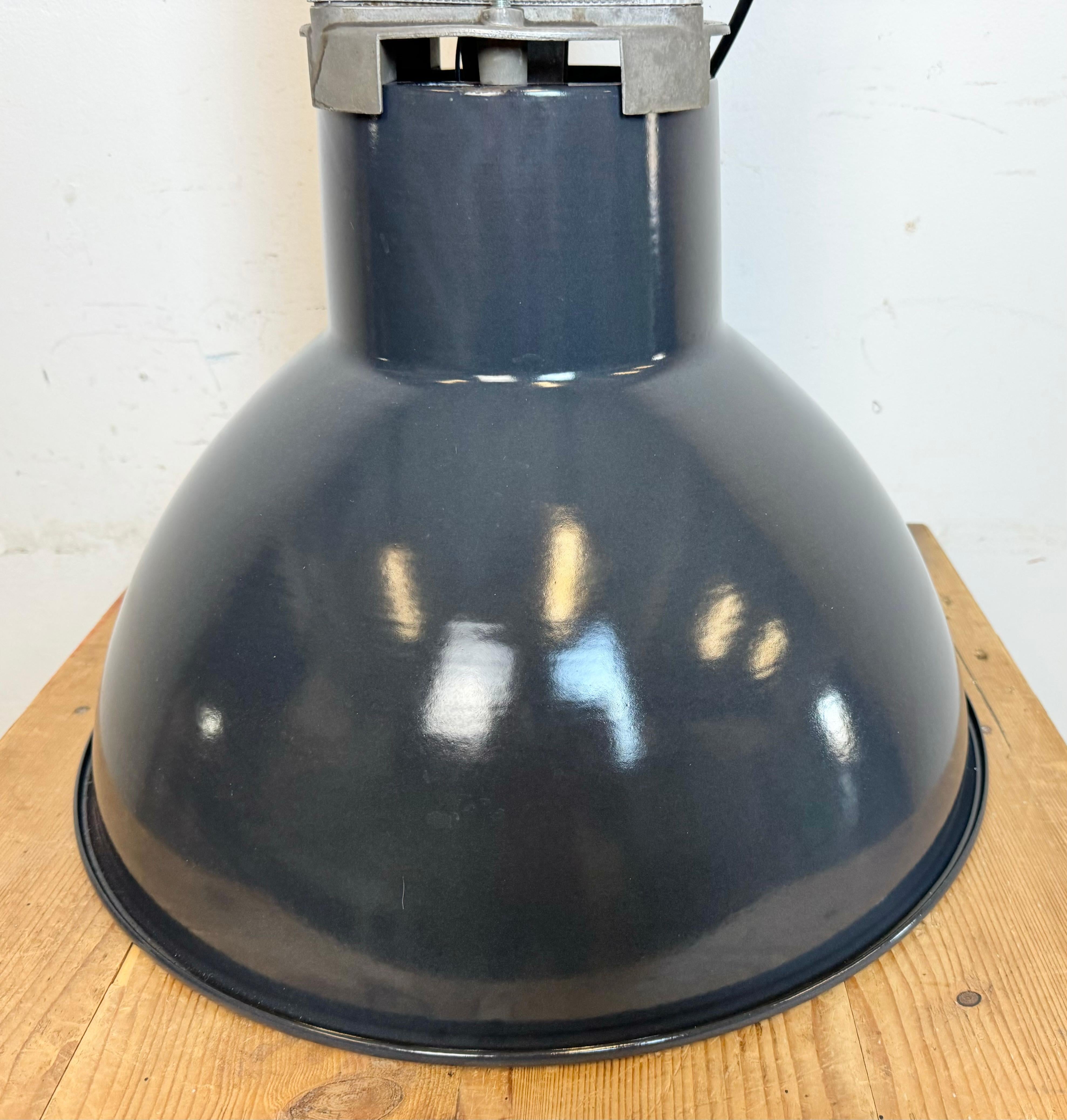 Industrial French Dark Blue Enamel Pendant Lamp from MAZDA, 1960s For Sale 10