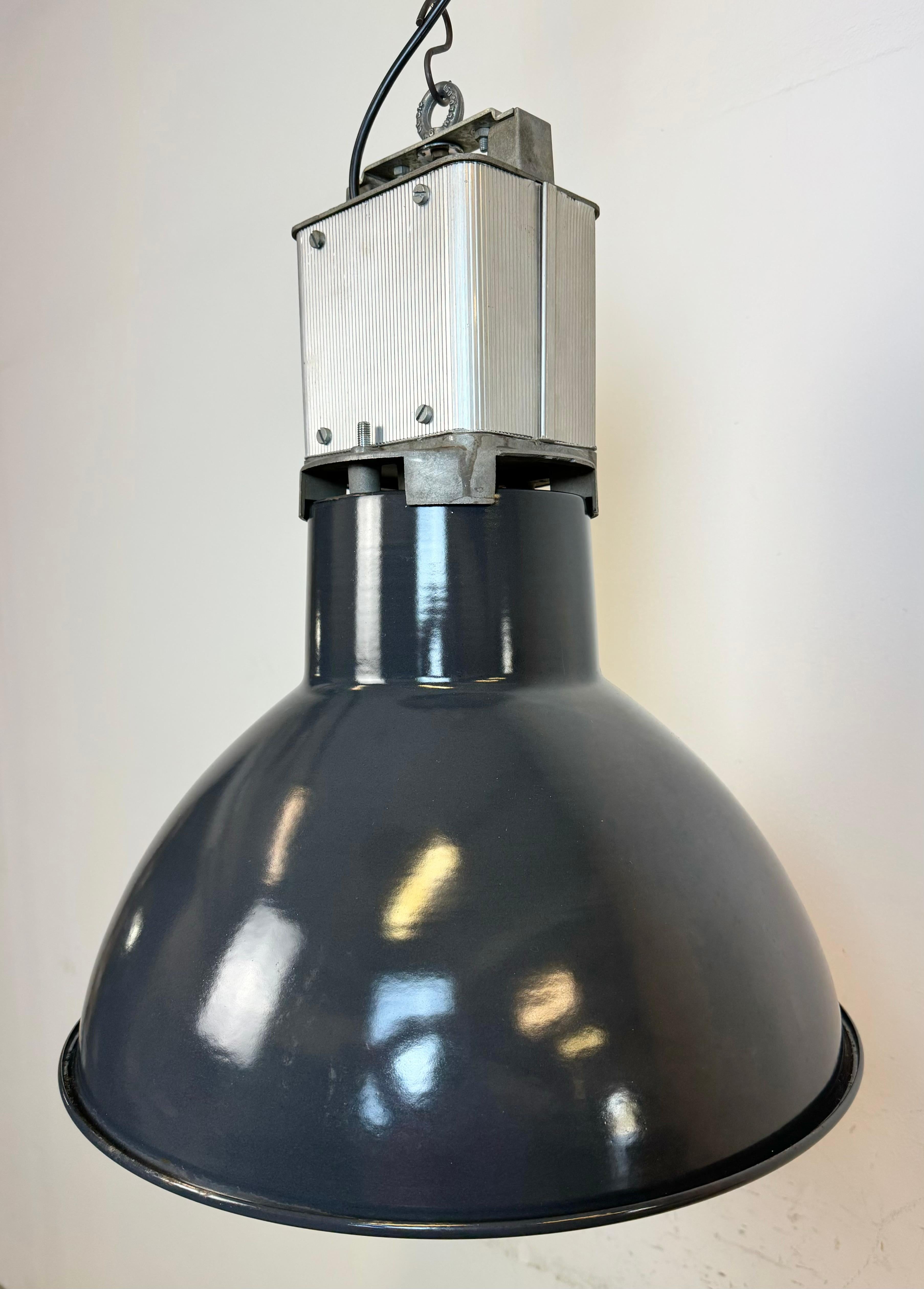 Industrial French Dark Blue Enamel Pendant Lamp from MAZDA, 1960s For Sale 2