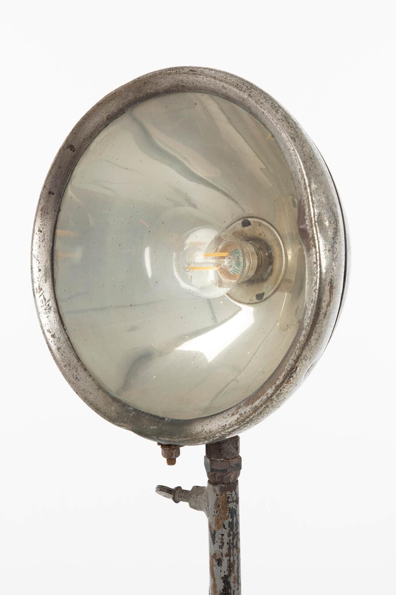 Glass Industrial French Floor Lamp, circa 1950s For Sale