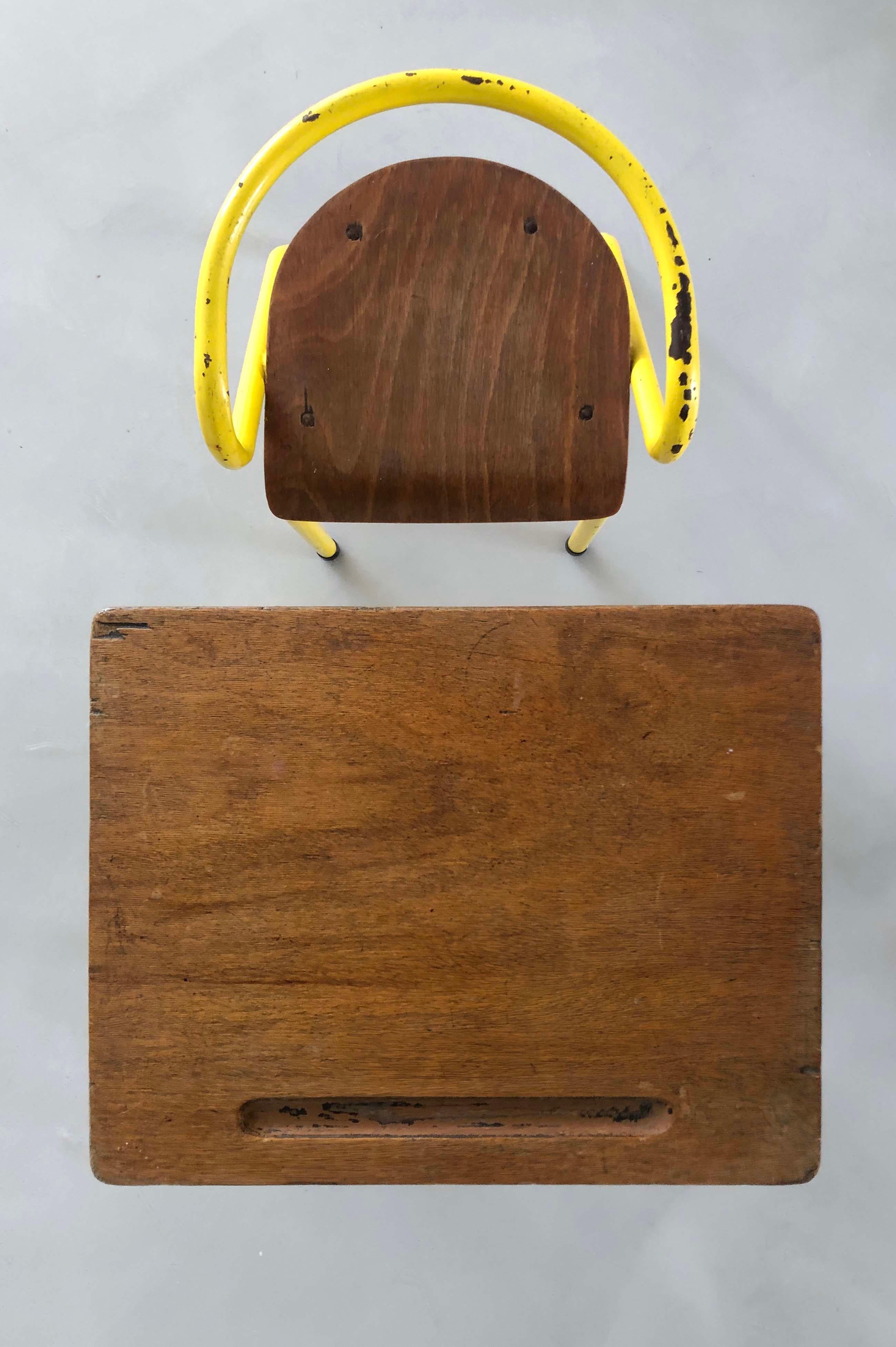Mid-20th Century Industrial French Mullca 300 School Desk and Chair 1950's
