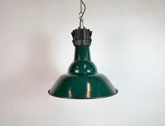 Industrial French Petrol Enamel Pendant Lamp from Sammode, 1950s