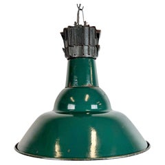 Industrial French Petrol Enamel Pendant Lamp from Sammode, 1950s