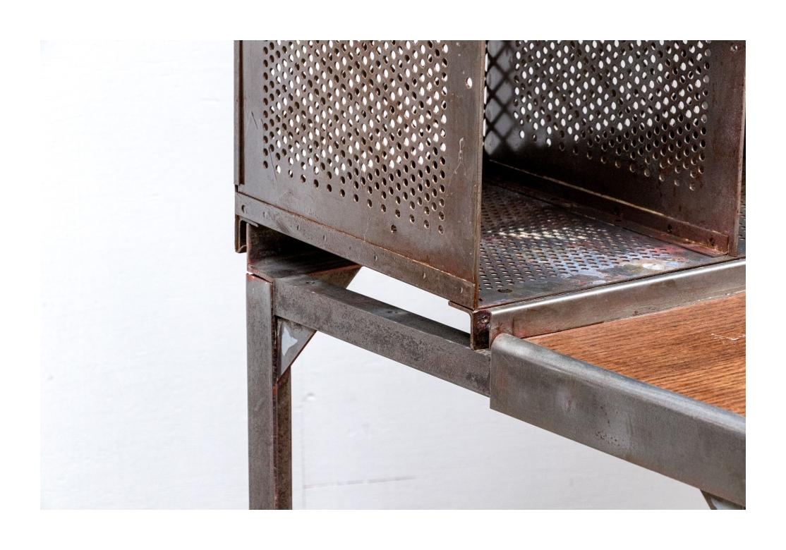 Industrial French Steel Postal Sorting Desk In Distressed Condition For Sale In Bridgeport, CT
