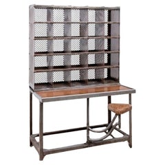 Industrial French Steel Postal Sorting Desk