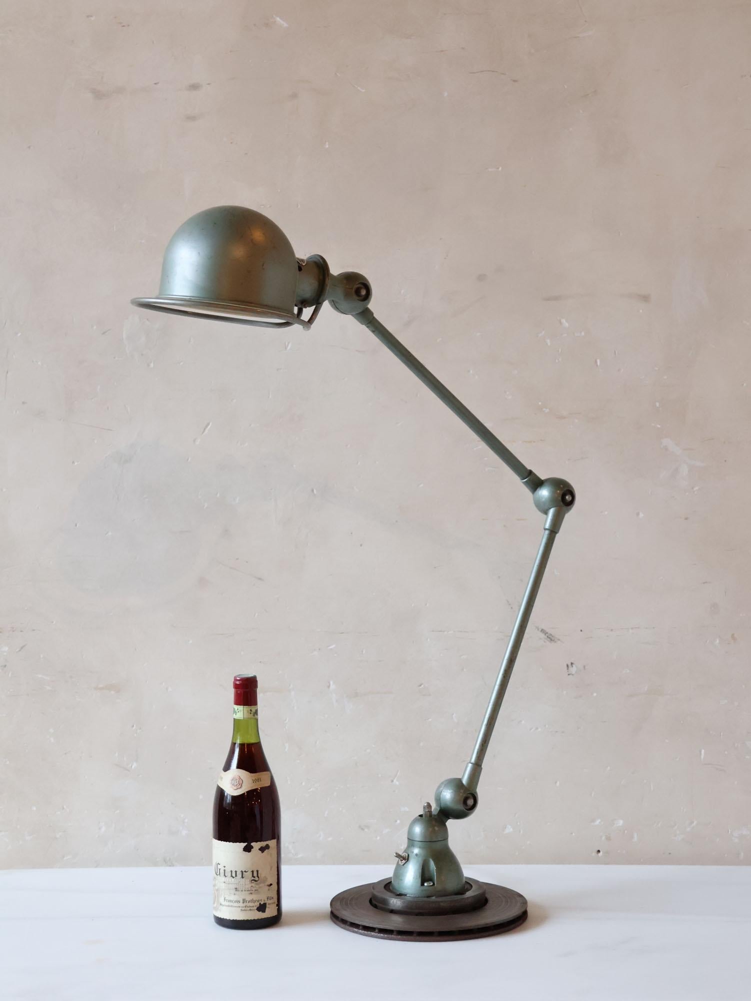 Iron Industrial French Vintage Jielde Table Lamp in Green Patina (2 available) For Sale
