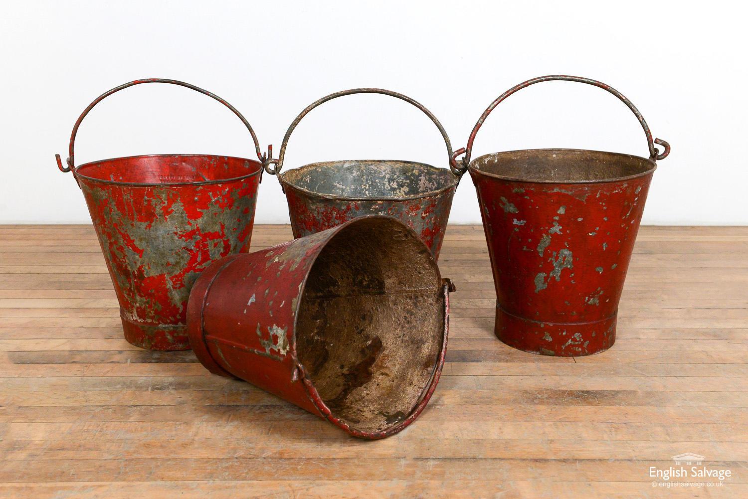 Industrial Galvanised Red Fire Buckets, 20th Century For Sale 1