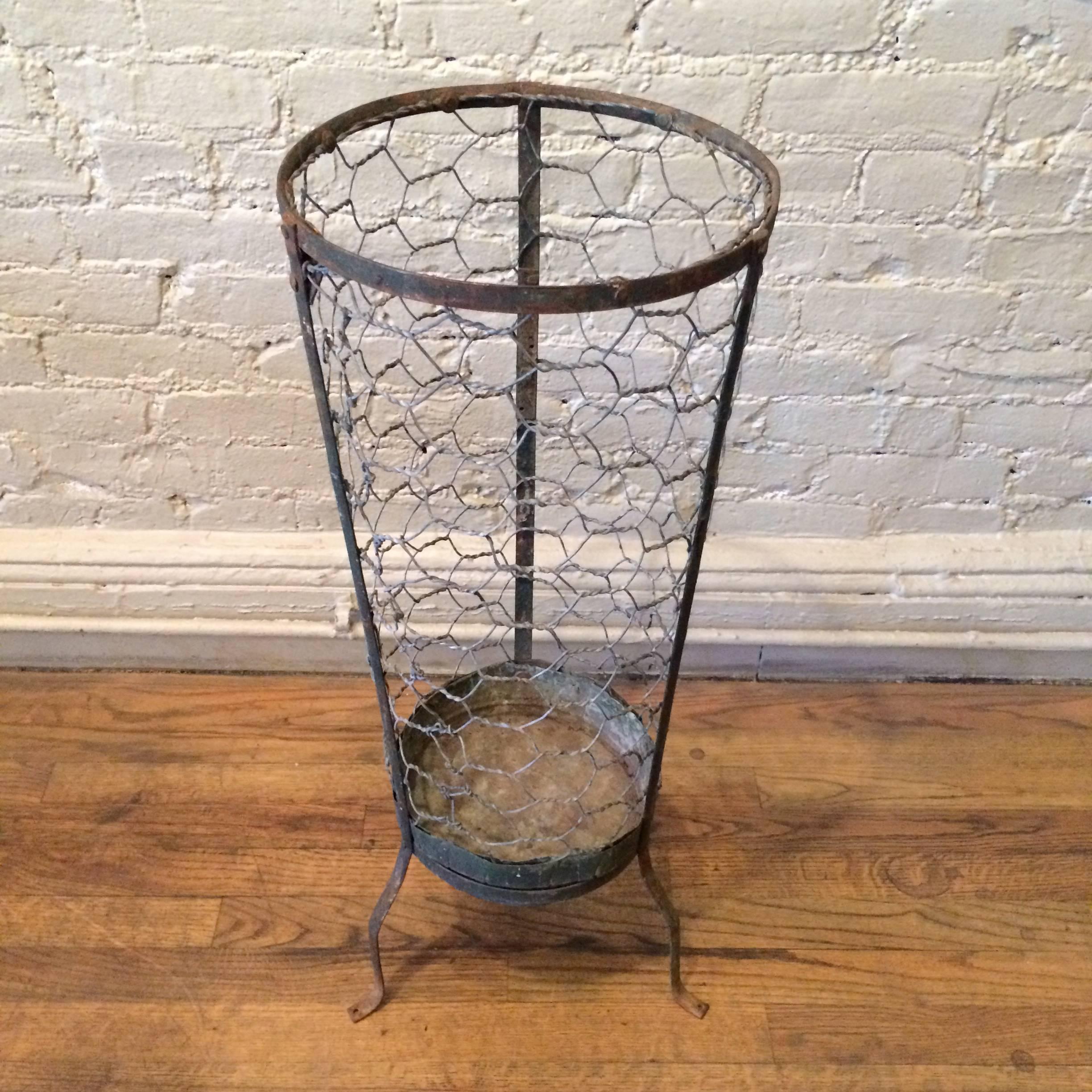 Industrial Galvanized Steel Metal Mesh Basket In Good Condition In Brooklyn, NY