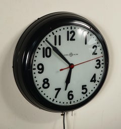 Industrial General Electric Lighted Factory School House Clock