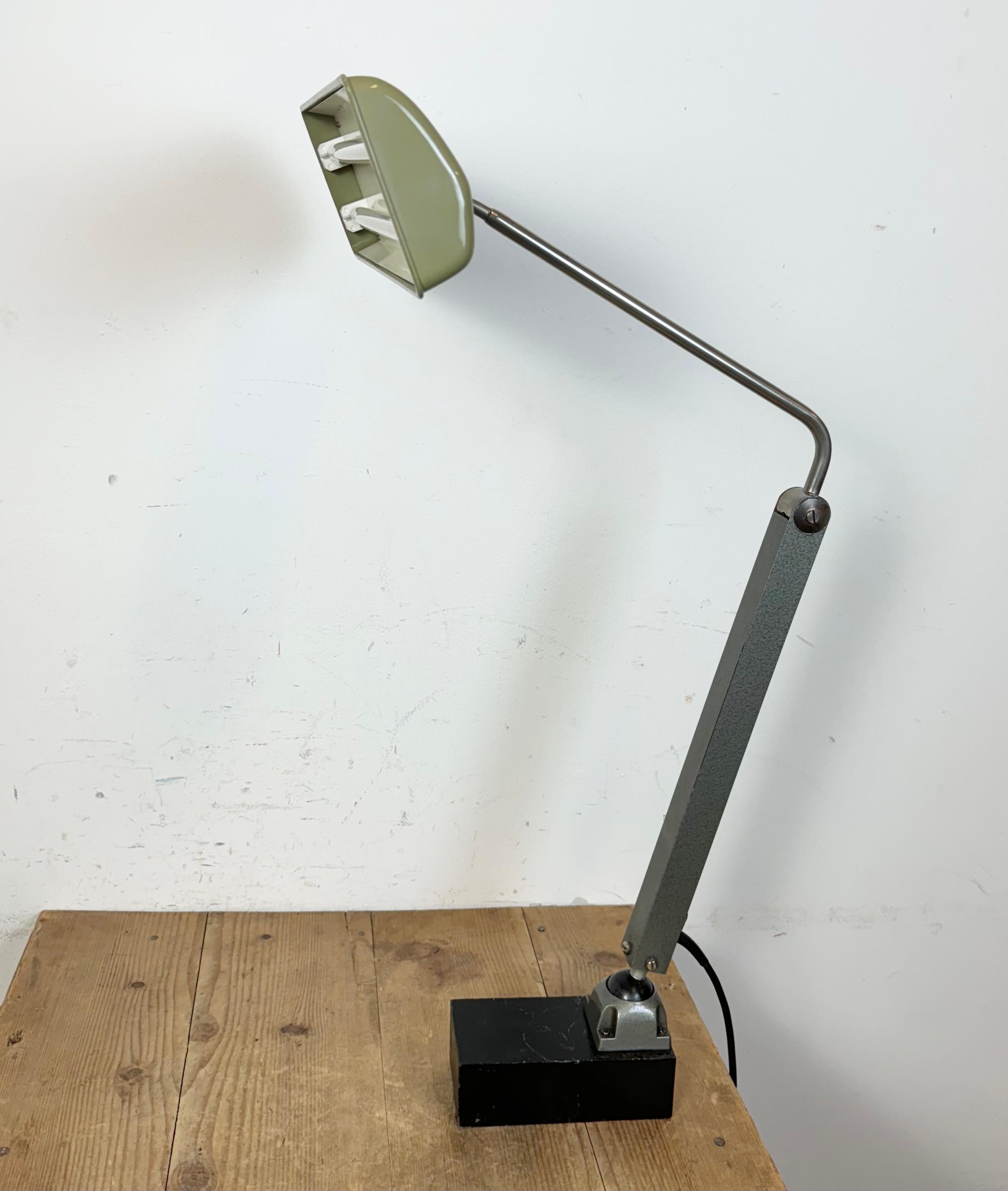 Industrial German Adjustable Flourescent Table Lamp Elwalux, 1960s For Sale 1