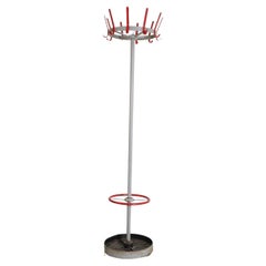 Industrial Gispen Red and Gray Coat Rack