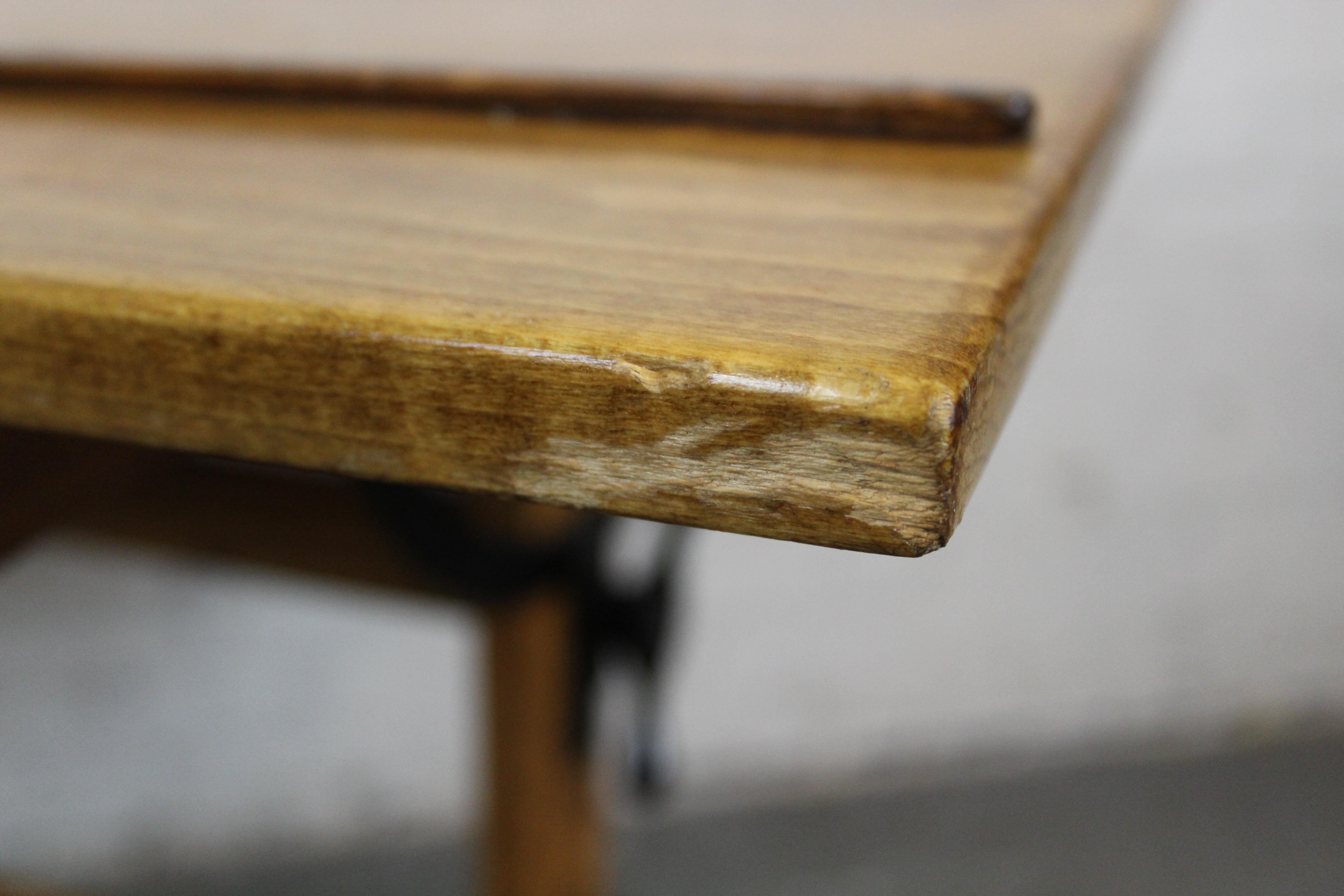 Industrial Golden Oak Drafting Table by Hamilton Manufacturing Co. 3