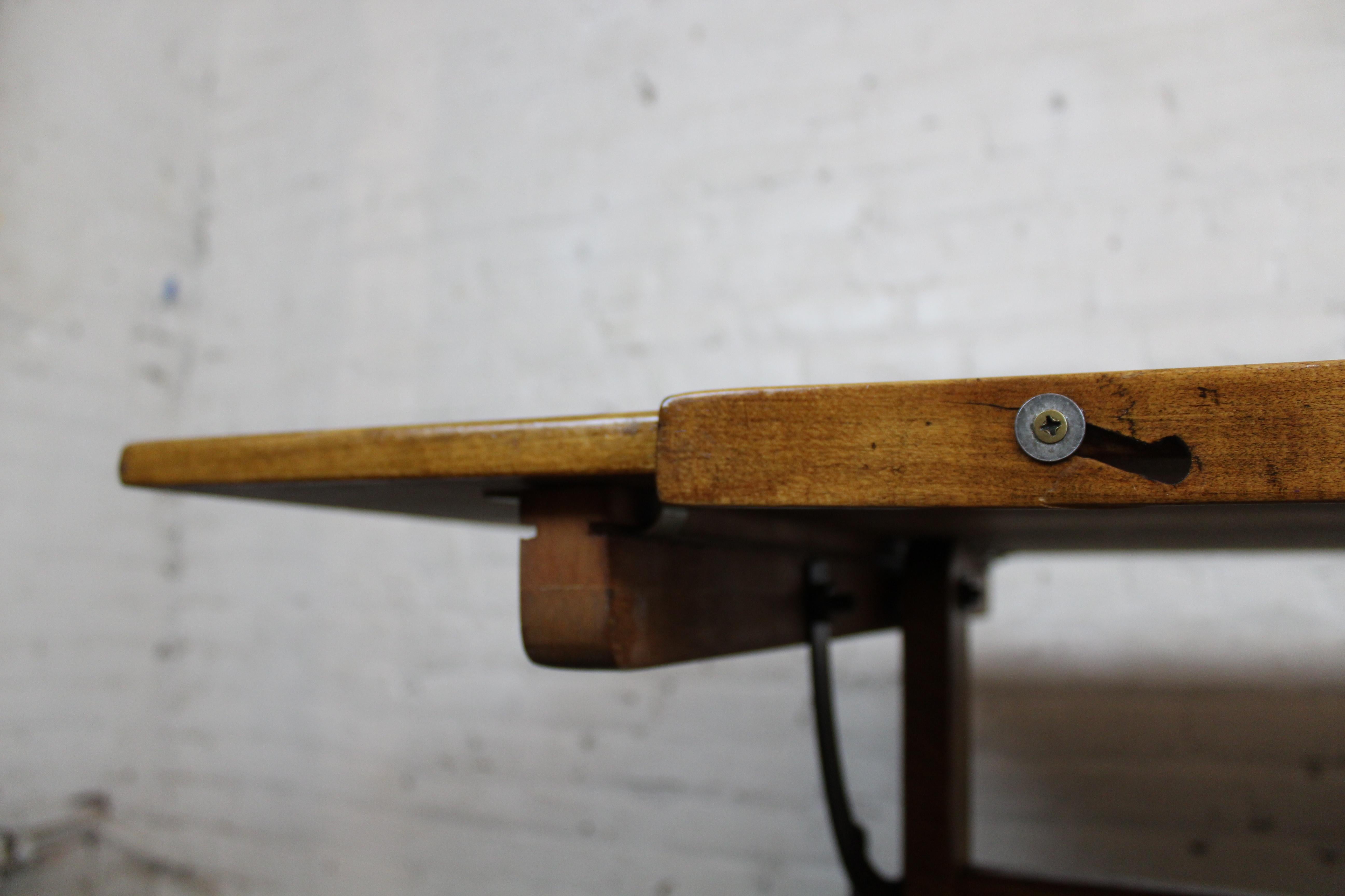 Industrial Golden Oak Drafting Table by Hamilton Manufacturing Co. 9