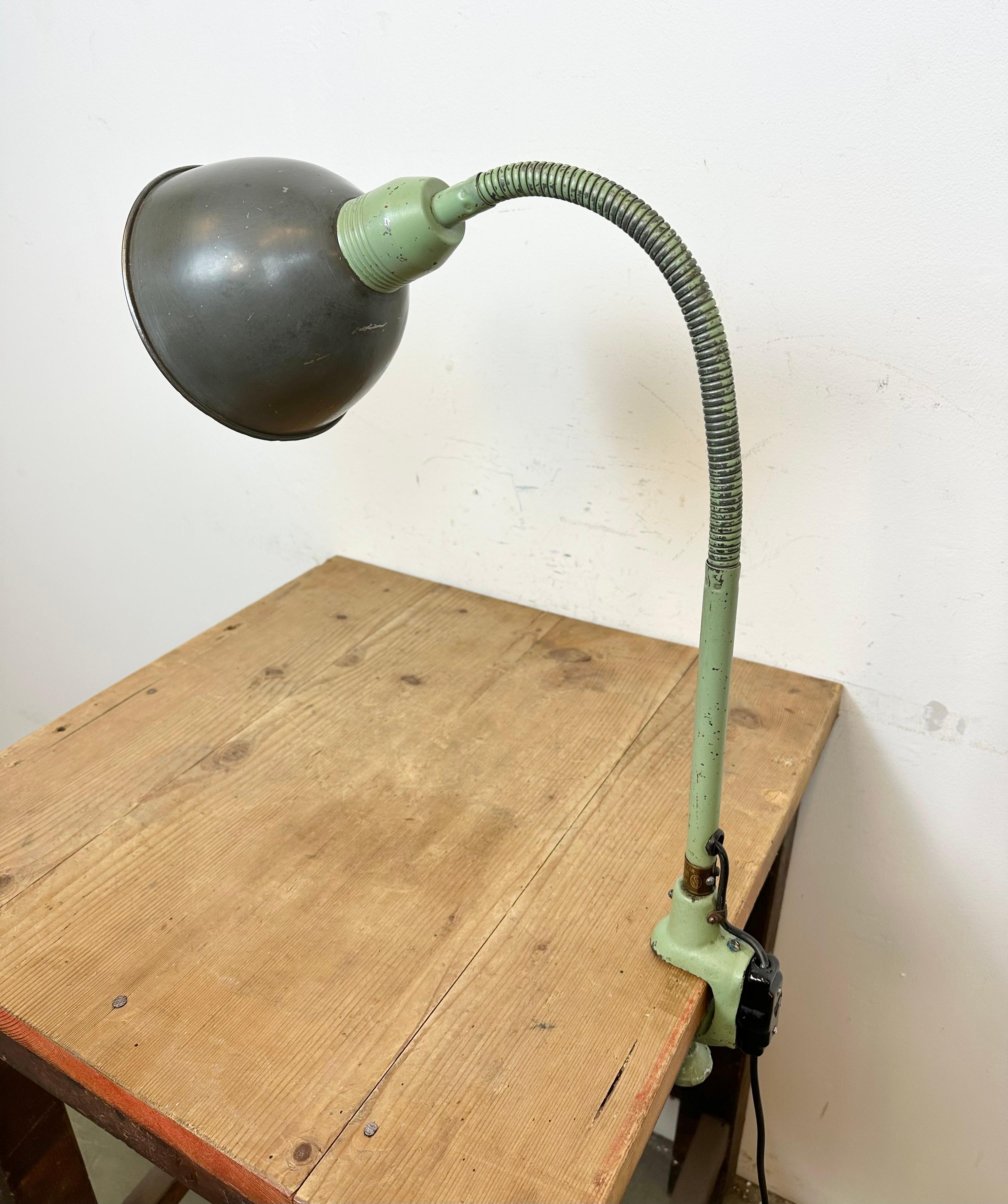 Industrial Gooseneck Table Lamp from Instala Děčín, 1960s In Good Condition For Sale In Kojetice, CZ