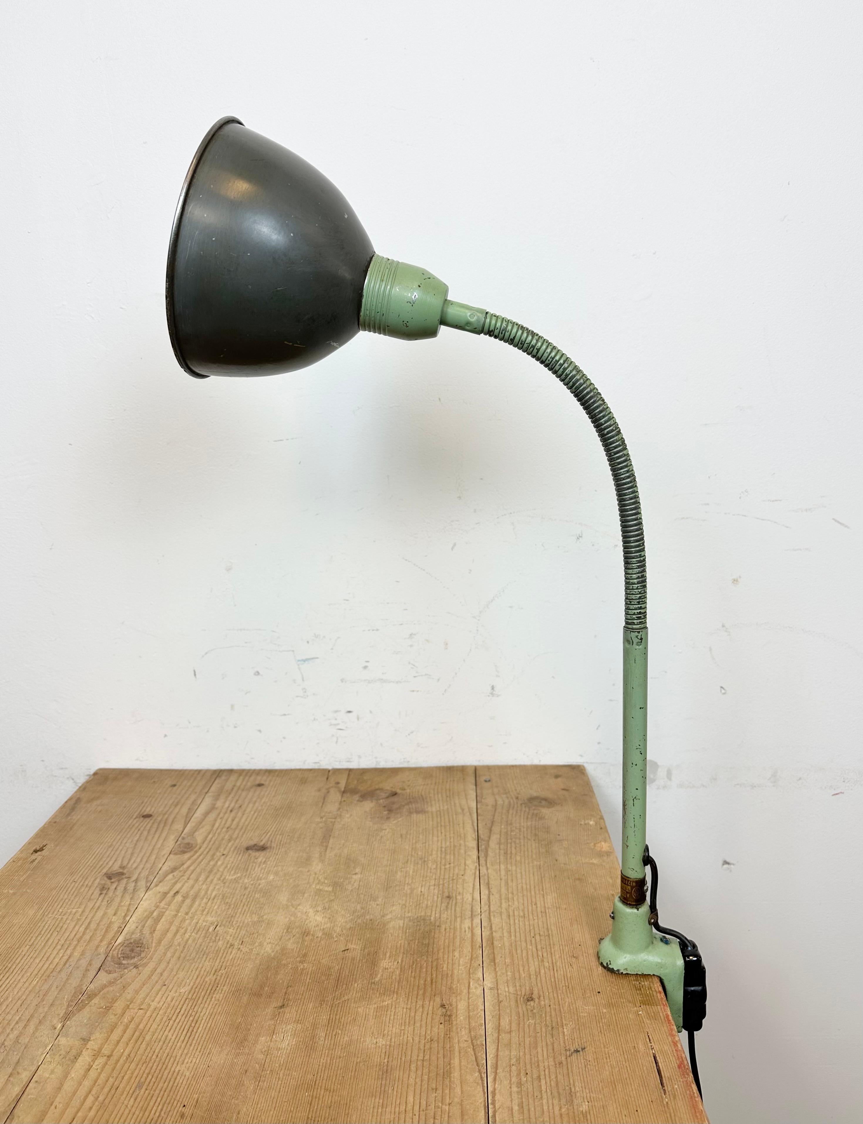 Iron Industrial Gooseneck Table Lamp from Instala Děčín, 1960s For Sale