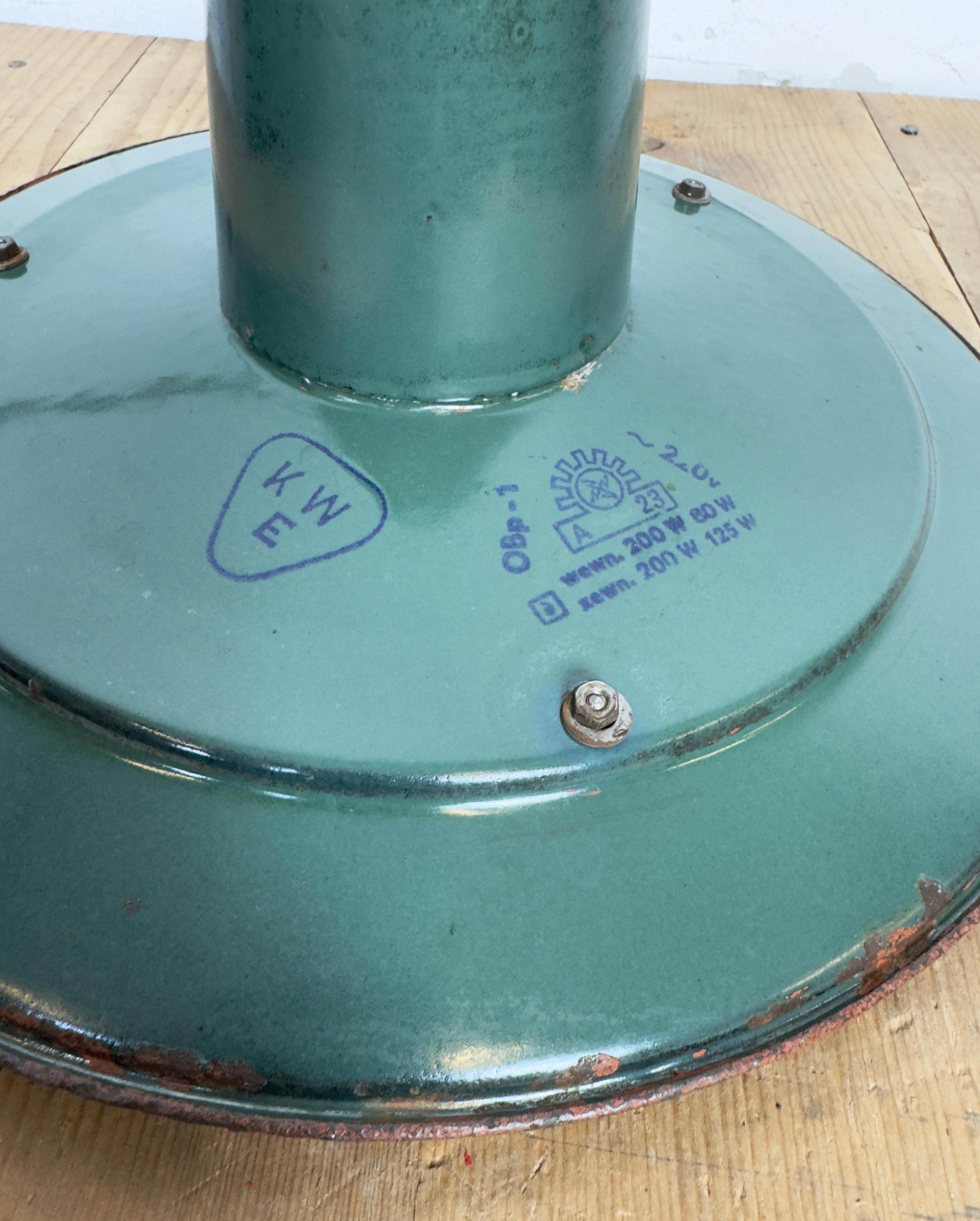 Industrial Green Enamel Cage Pendant Light, 1960s For Sale 10