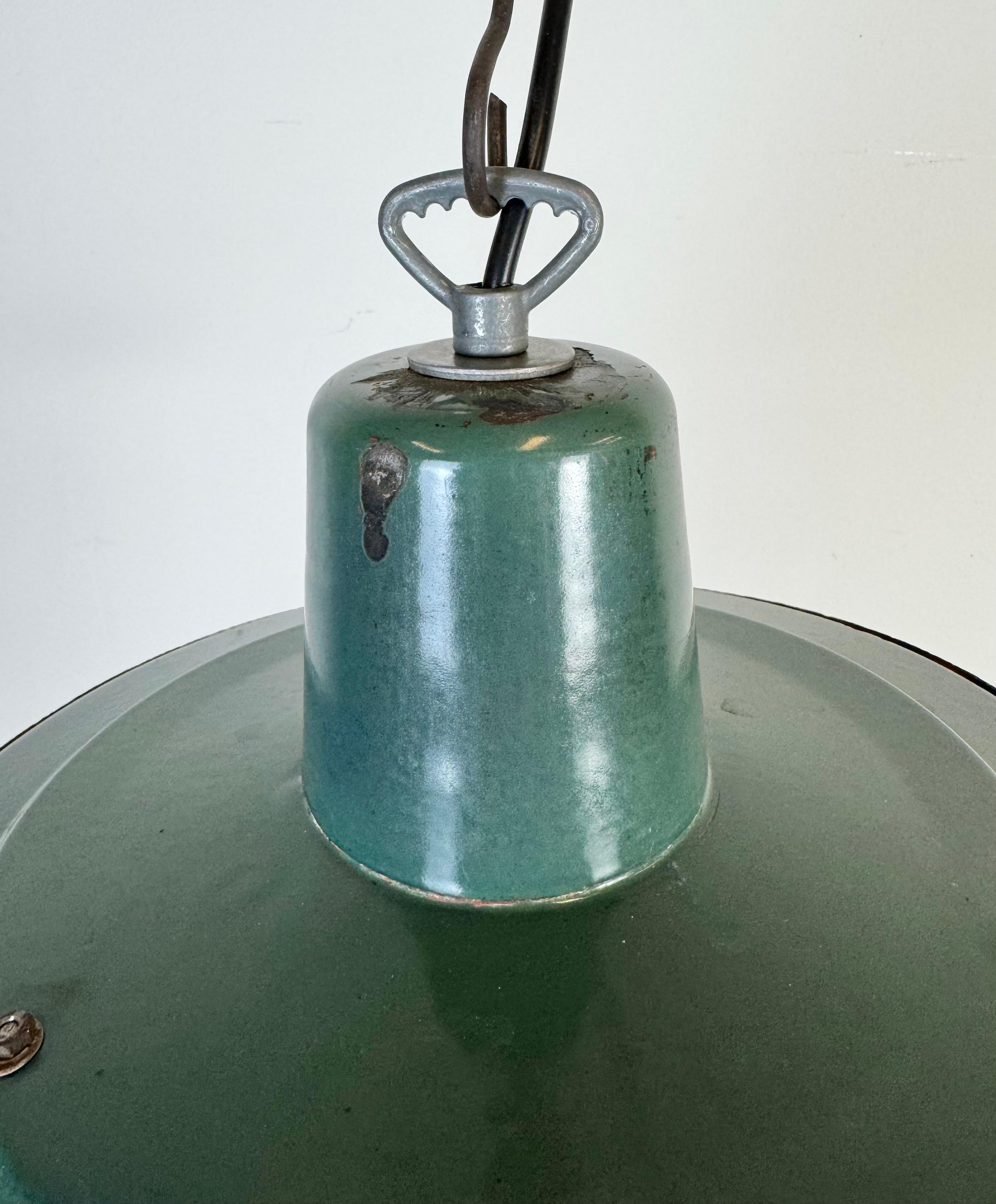 Industrial Green Enamel Cage Pendant Light, 1960s For Sale 3