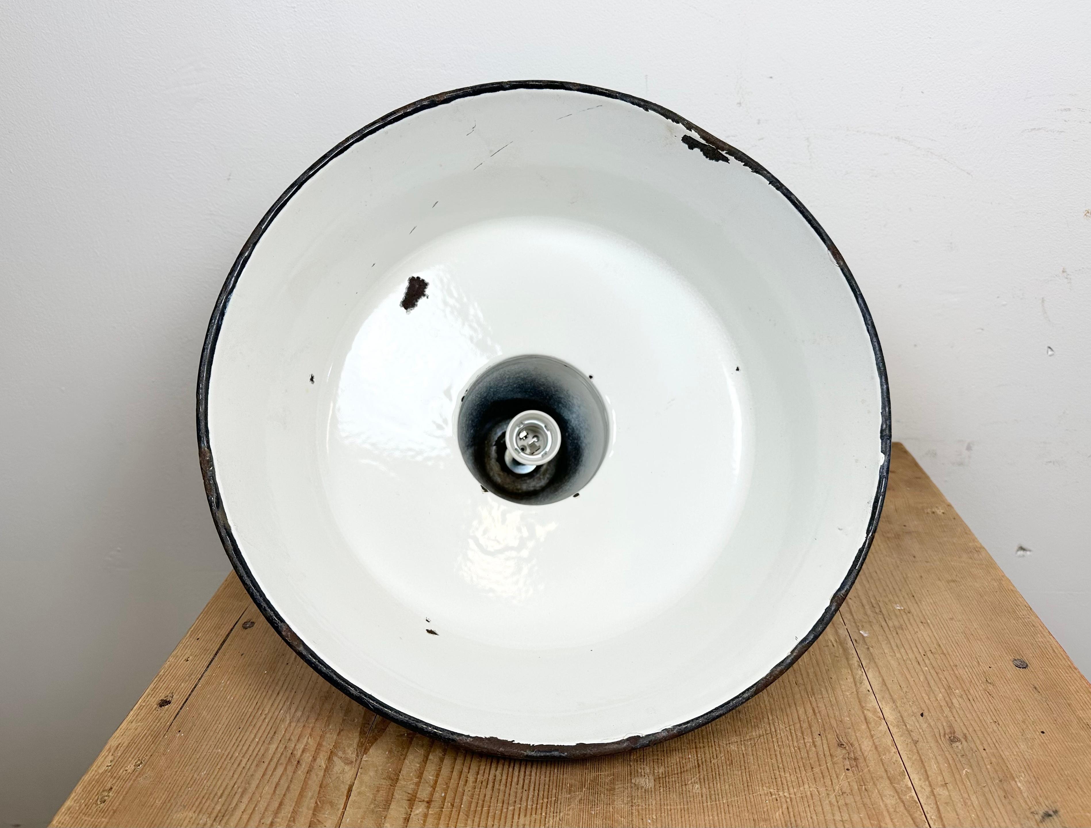 Industrial Green Enamel Factory Lamp, 1960s For Sale 9